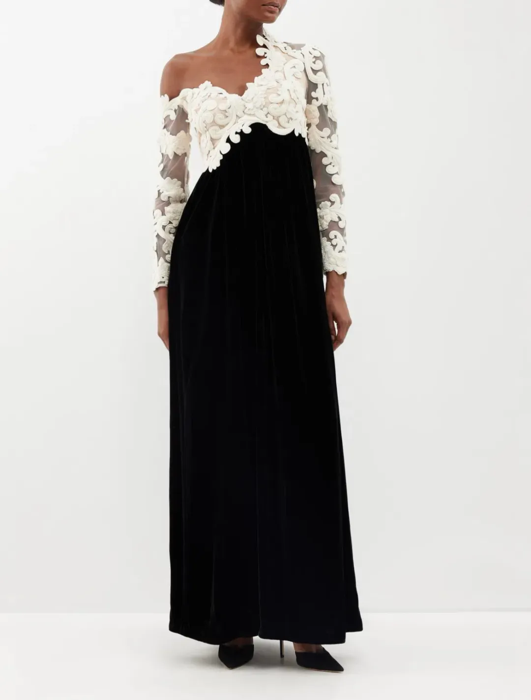 Zimmermann Sensory Velvet Bodice Gown Black/White Size 3 / AU 14 for rent on The Volte - main image