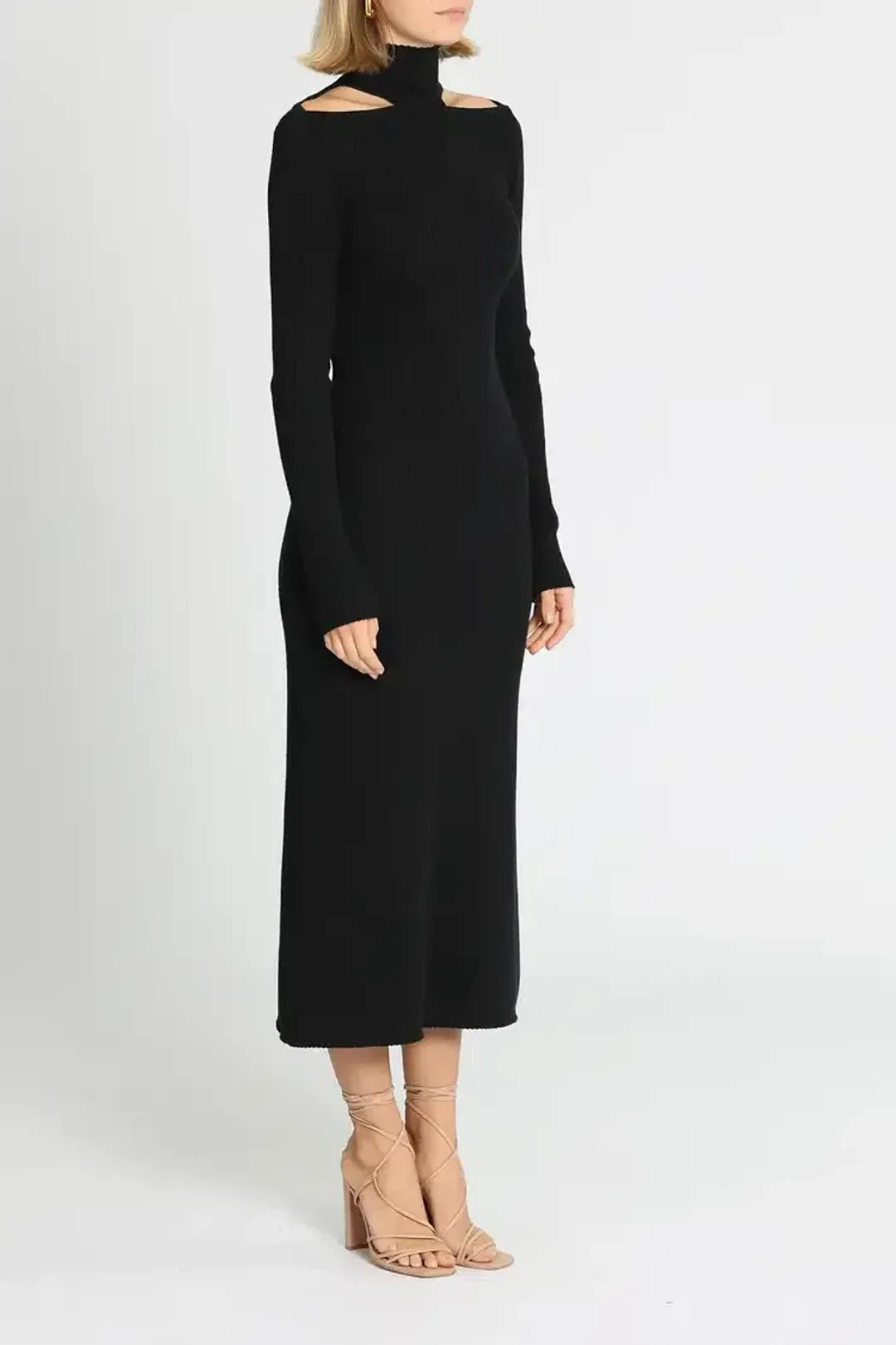 Camilla and Marc Gray Rib Knit Dress in Black Size 10 for rent on The Volte - main image