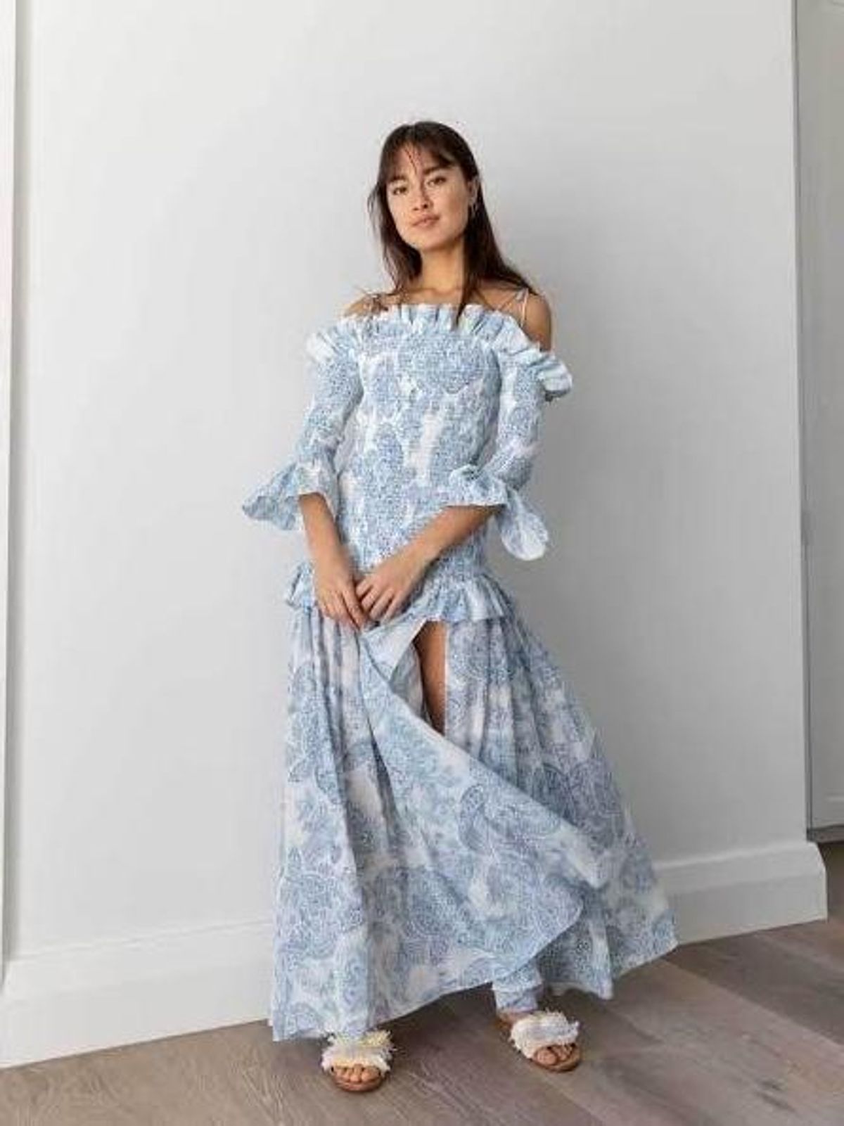 Thurley Golden Hour Dress in Blue bell Multi Size 8 - Image 2