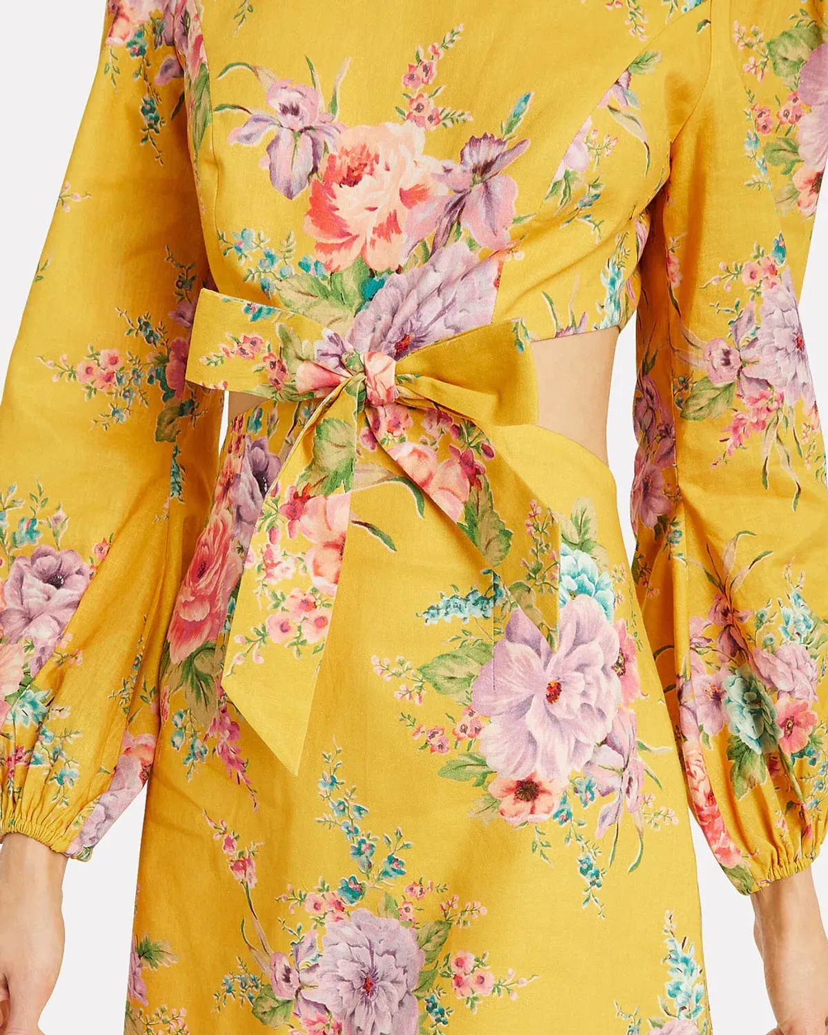 Zimmermann Zinnia Bow Cut Out Short Dress Floral Size 1 / AU 10 - Image 3