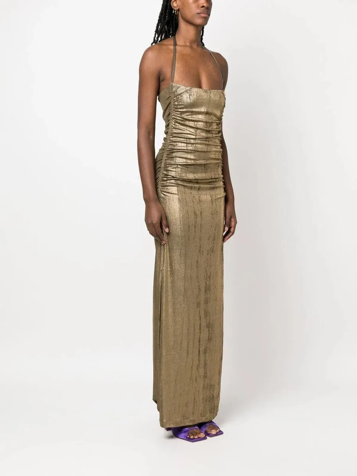 Diesel Metallic Ruched Halterneck Gown Size Small/Au 8  - Image 1