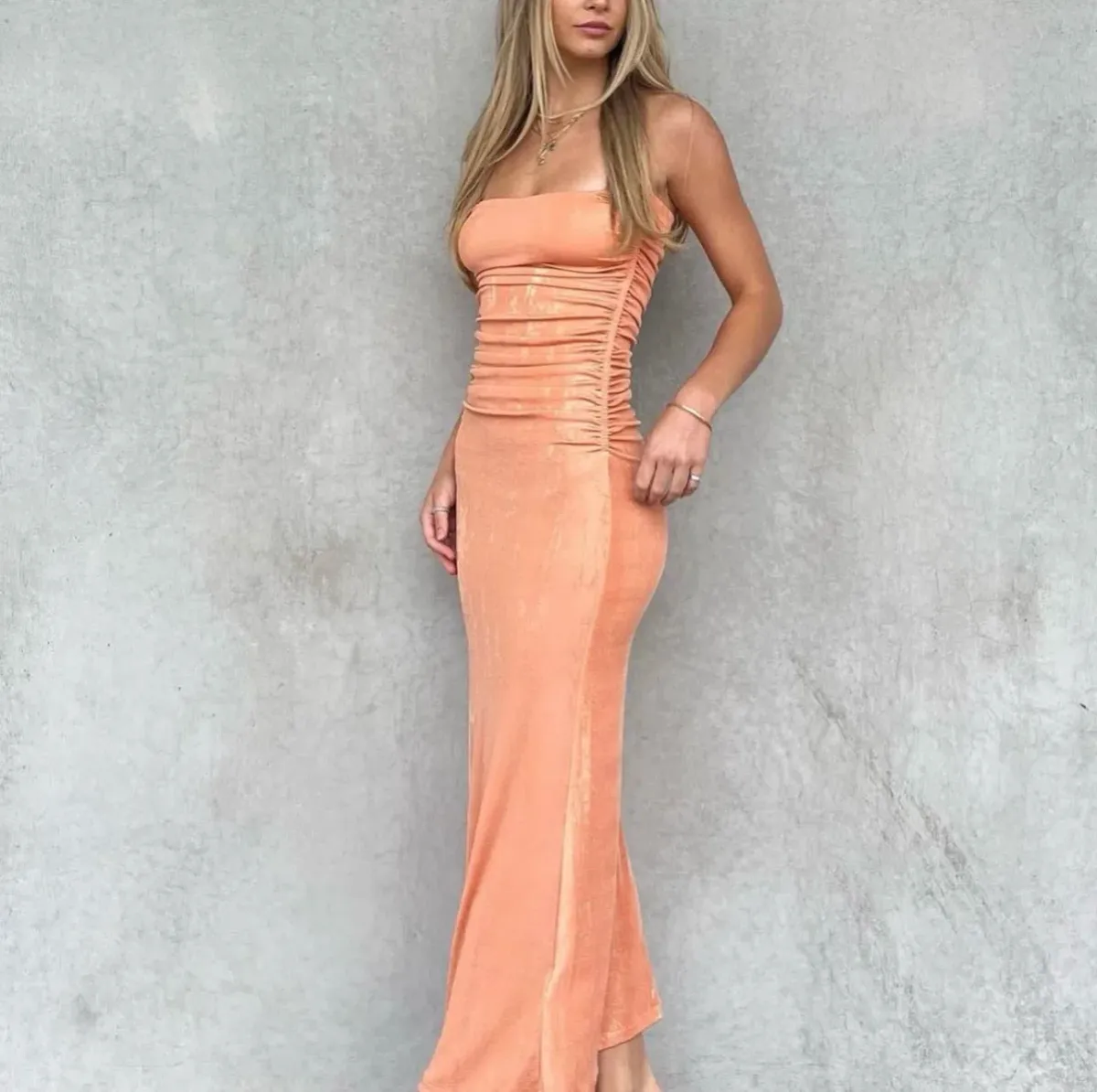 Diesel D-thru Metallic Jersey Dress Peach Size 8 - Image 1