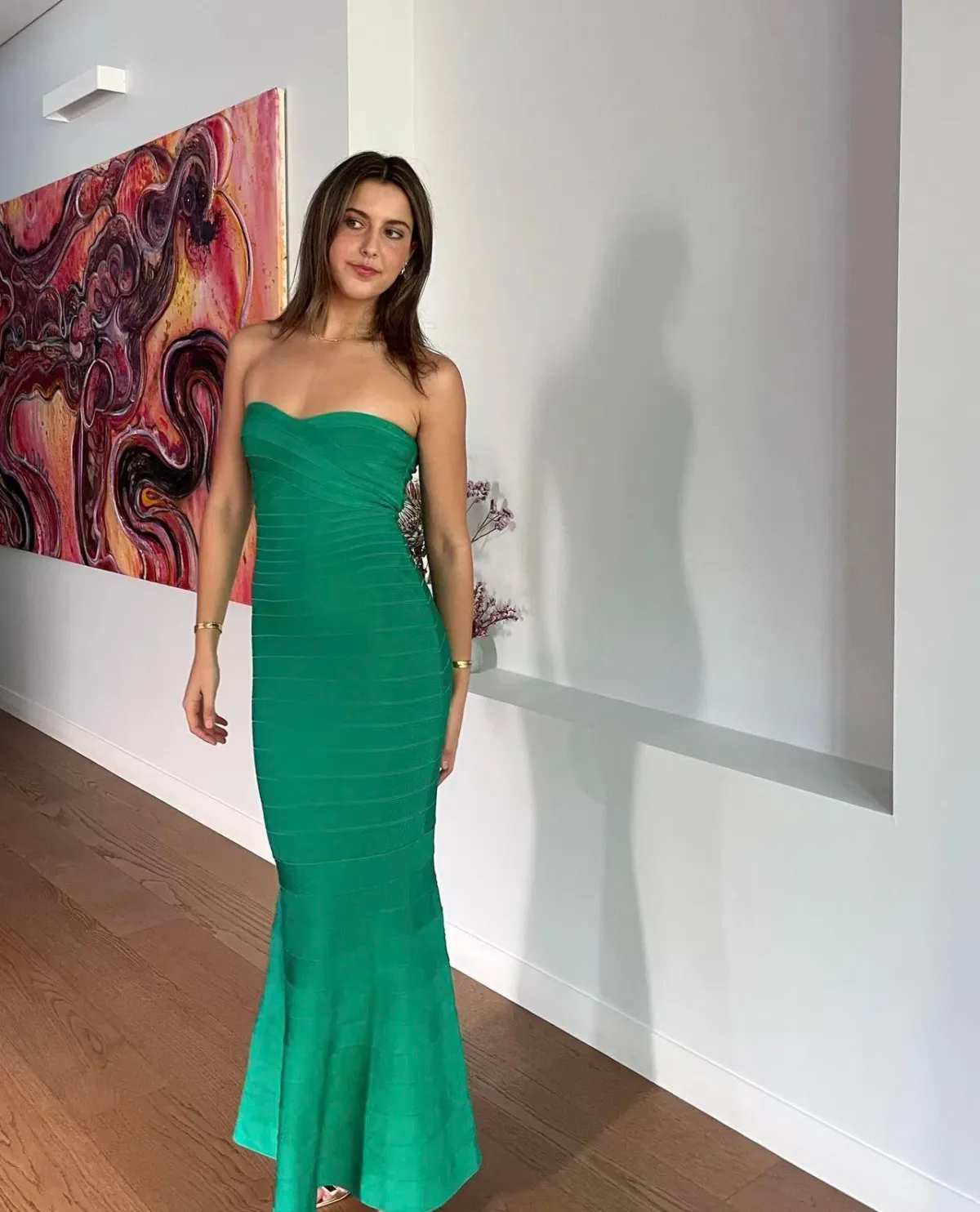 Herve Leger Green Sara Gown Green Size Small/AU8 - Image 1