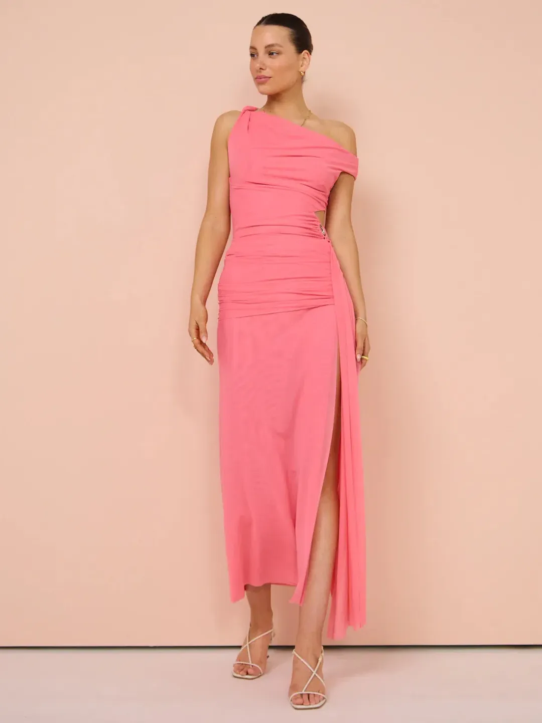 Bec & Bridge Kailani Aysm Dress Grapefruit Pink Size 8  for rent on The Volte - main image