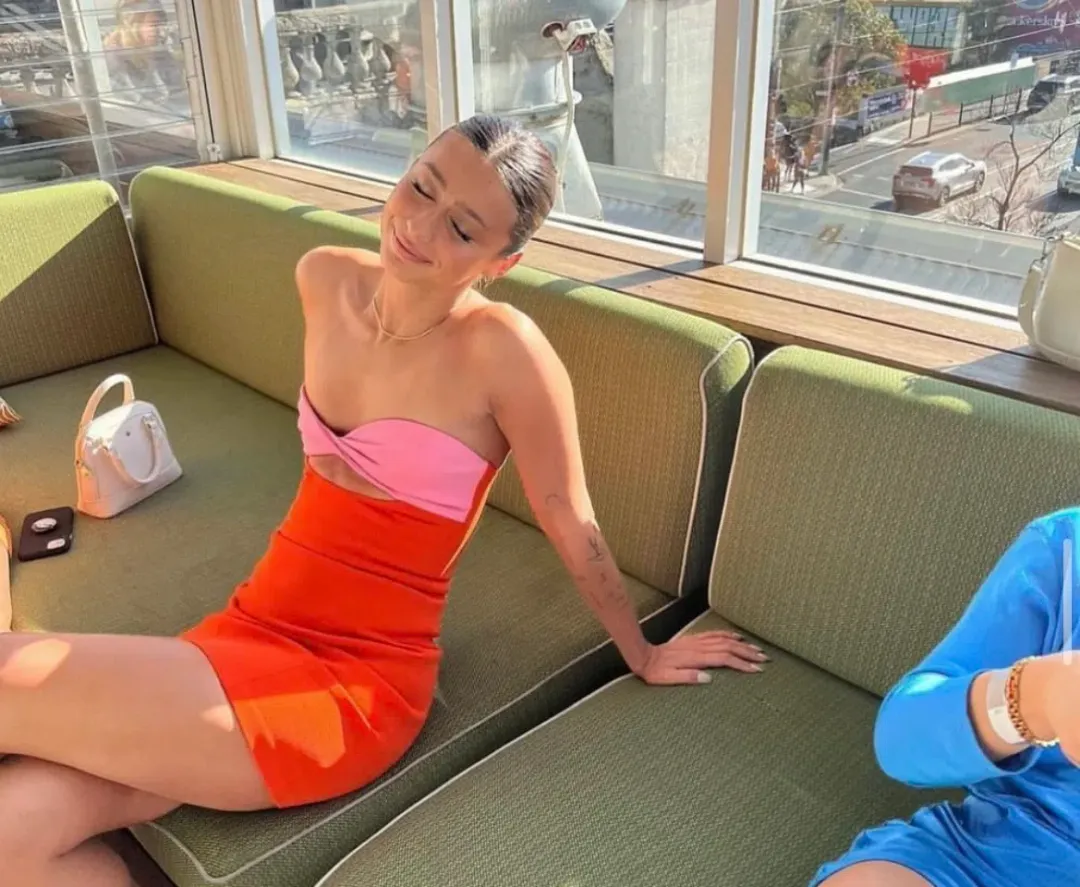 Misha Mikel Bonded Mini Dress Tangerine Size 10/M for rent on The Volte - main image