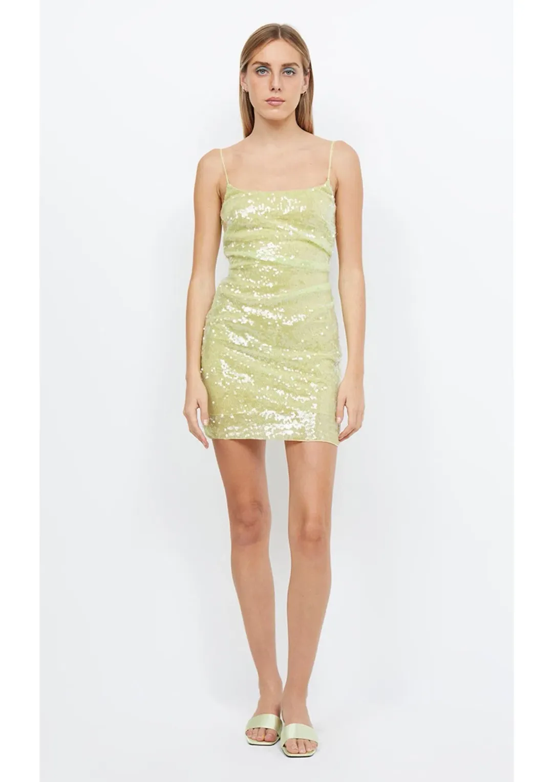 Bec & Bridge Venus Sequin Mini Dress Green Size 10 for rent on The Volte - main image