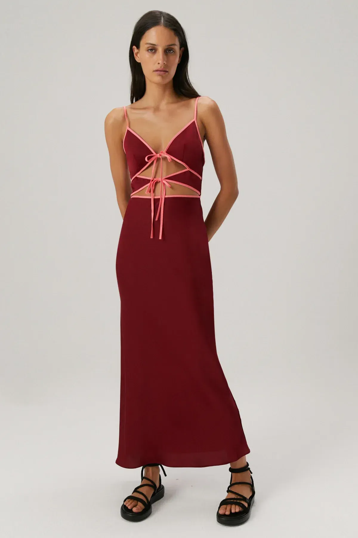 MISHA Ramira Maxi Dress Wine Size 8/S - Image 3