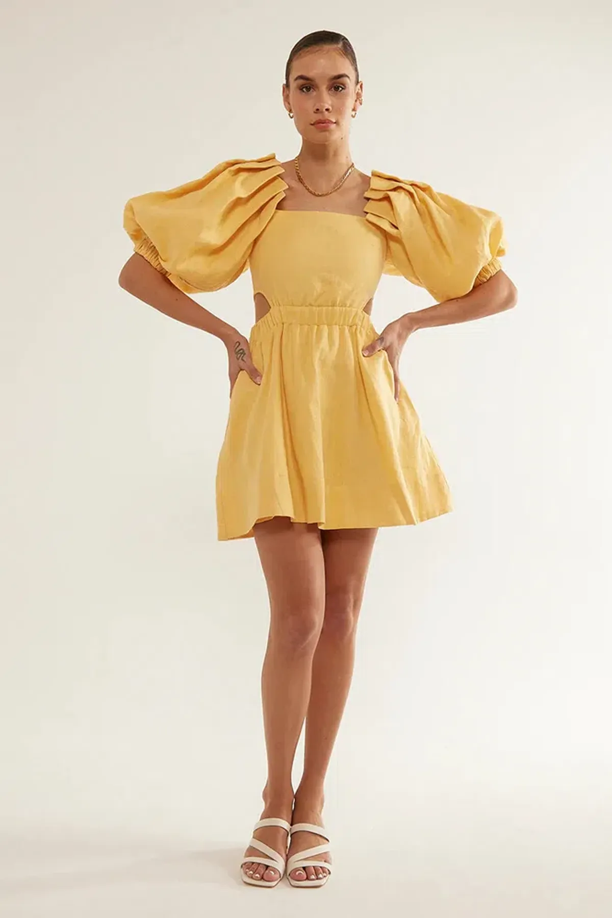 Sovere Noble Mini Dress Yellow Size XL  - Image 1