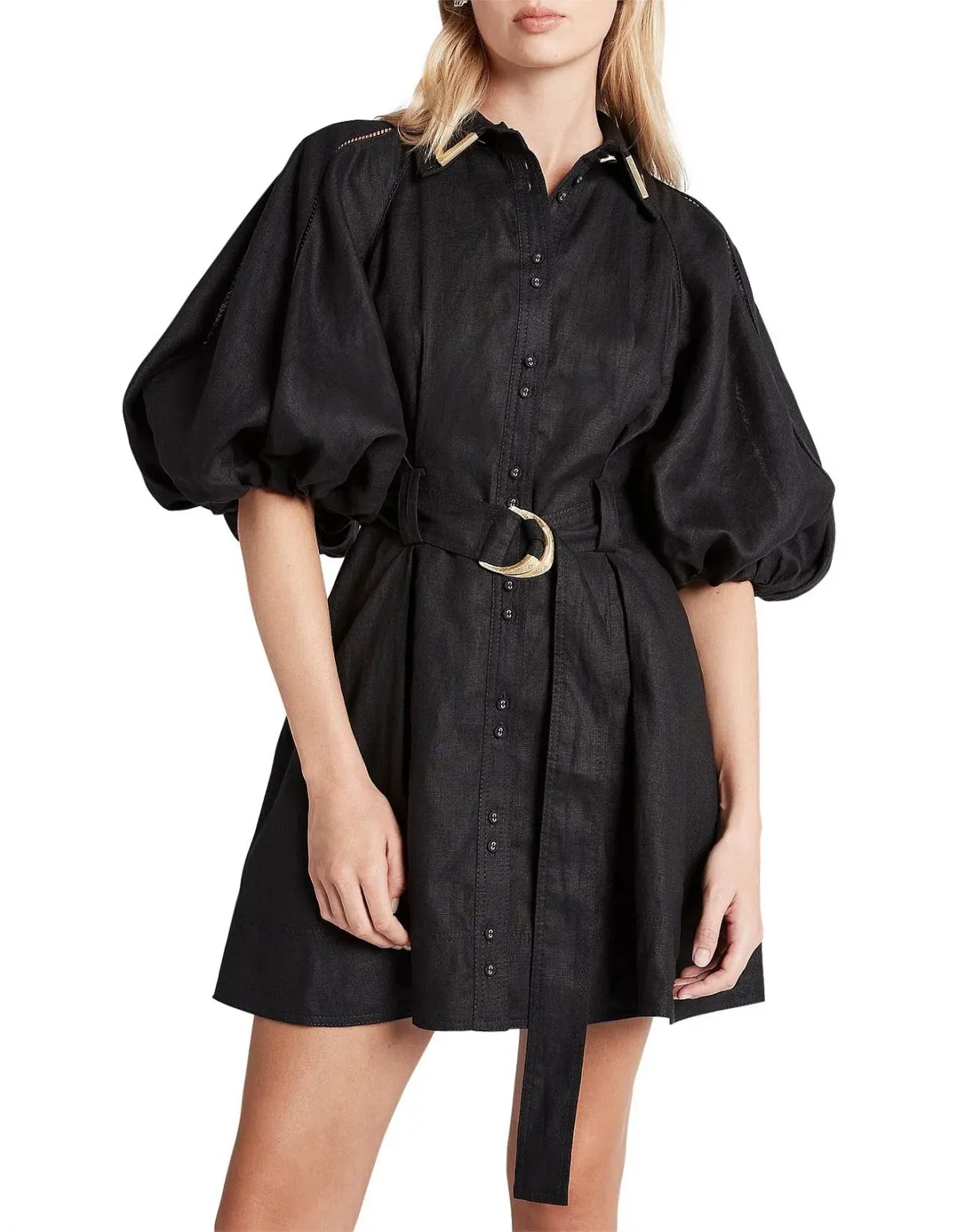 Aje Recurrence Button Up Mini Dress Black Size 8 - Image 2