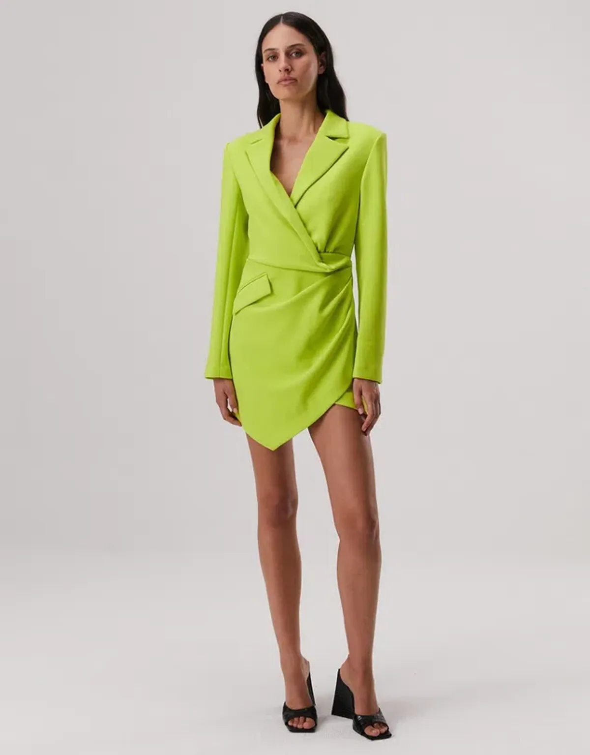 MISHA Aurelia Long Sleeve Mini Dress Lime Green Size 12/L - Image 1
