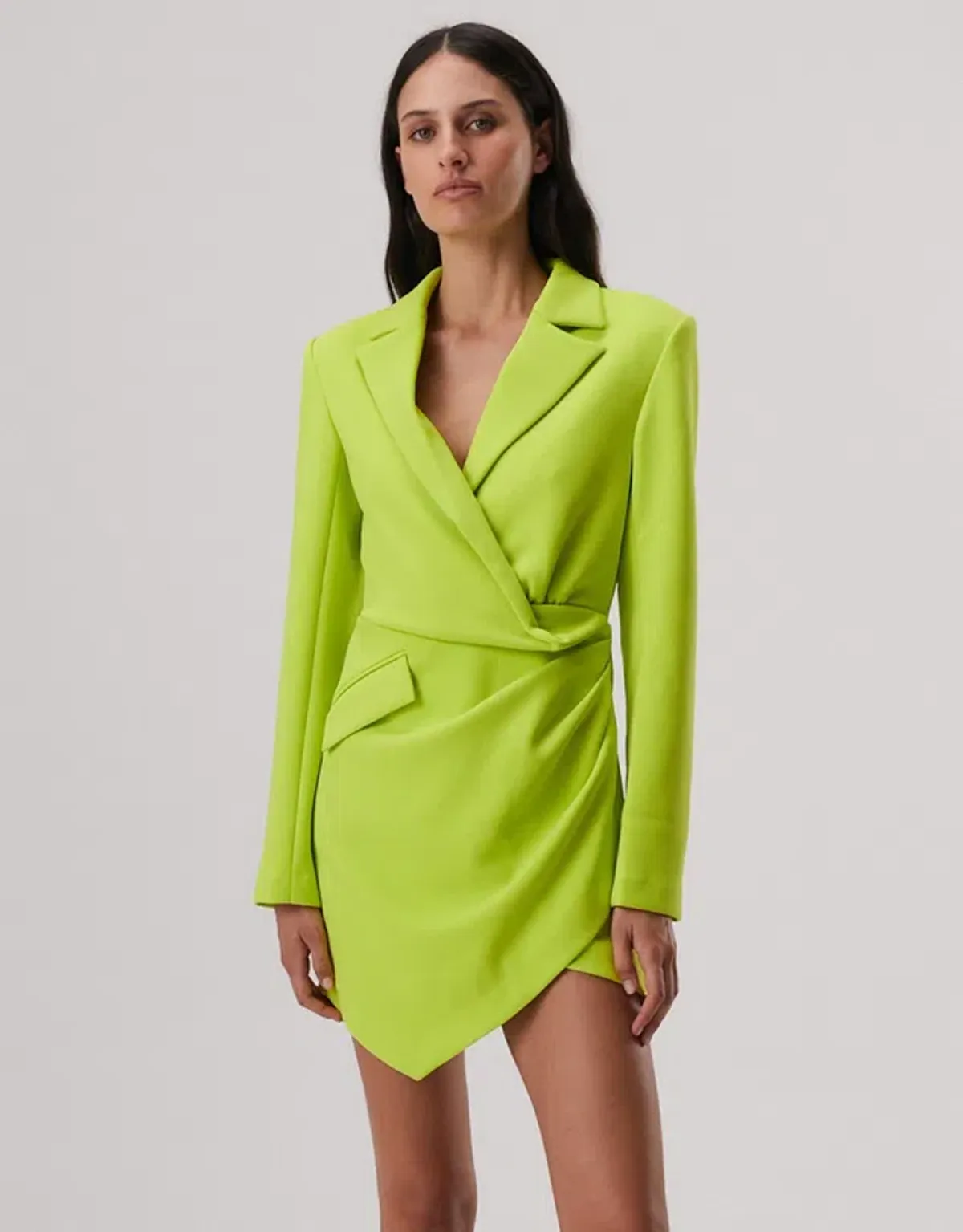MISHA Aurelia Long Sleeve Mini Dress Lime Green Size 12/L - Image 2