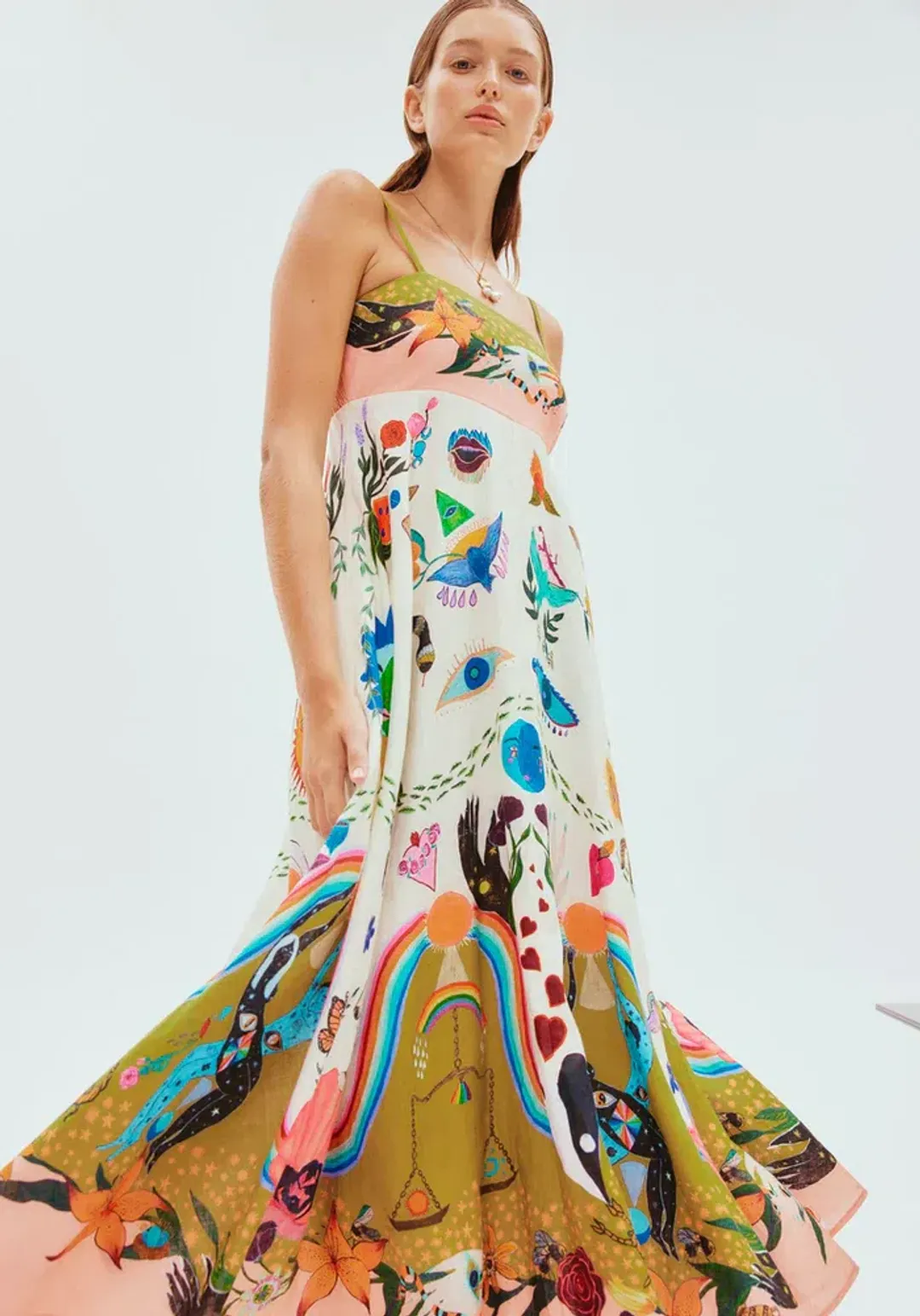 Alemais Evergreen Sundress Multi Print Size 8 for rent on The Volte - main image