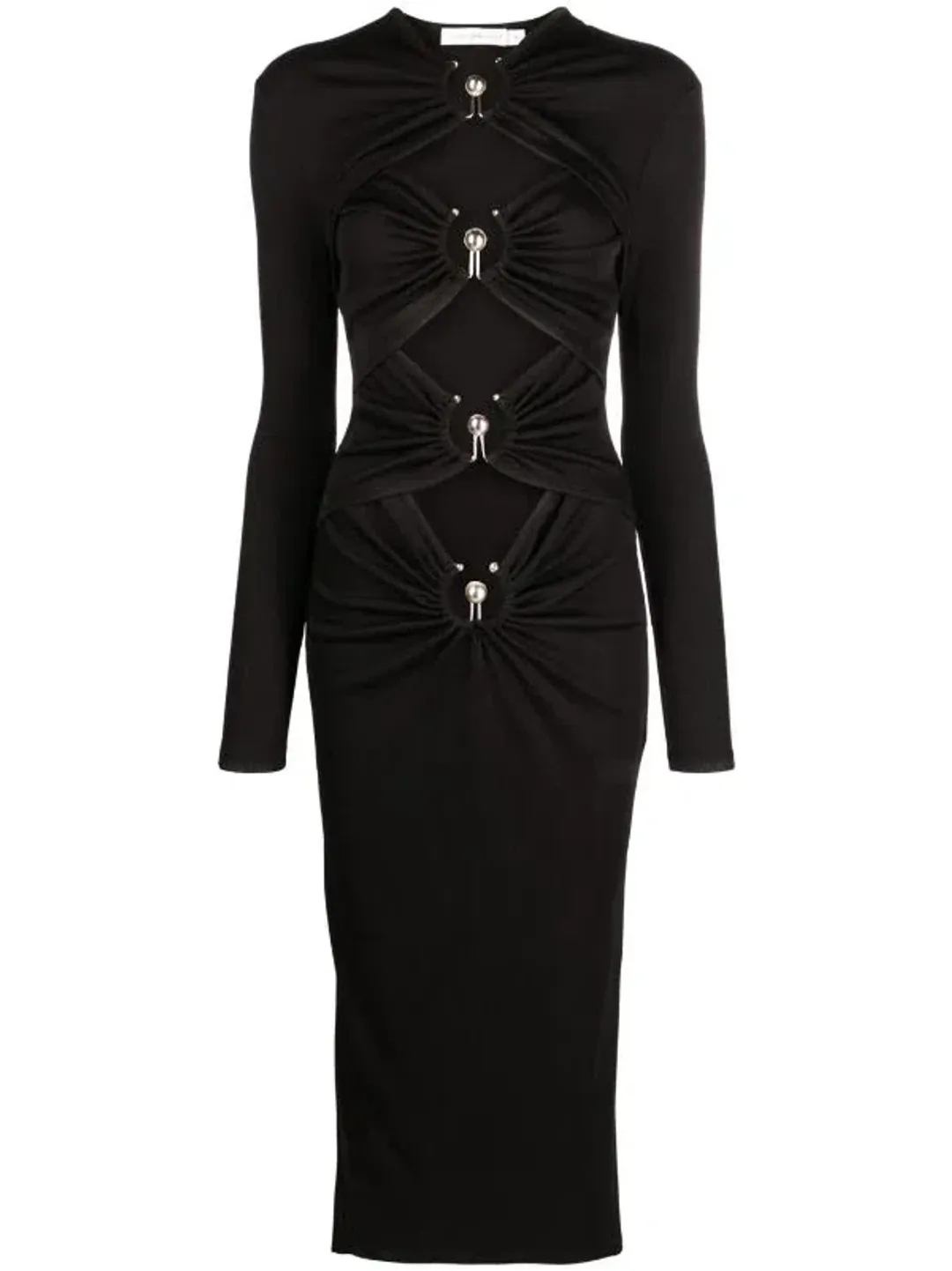 Christopher Esber Orbit Cut-Out Midi Dress Black Size 10 for rent on The Volte - main image