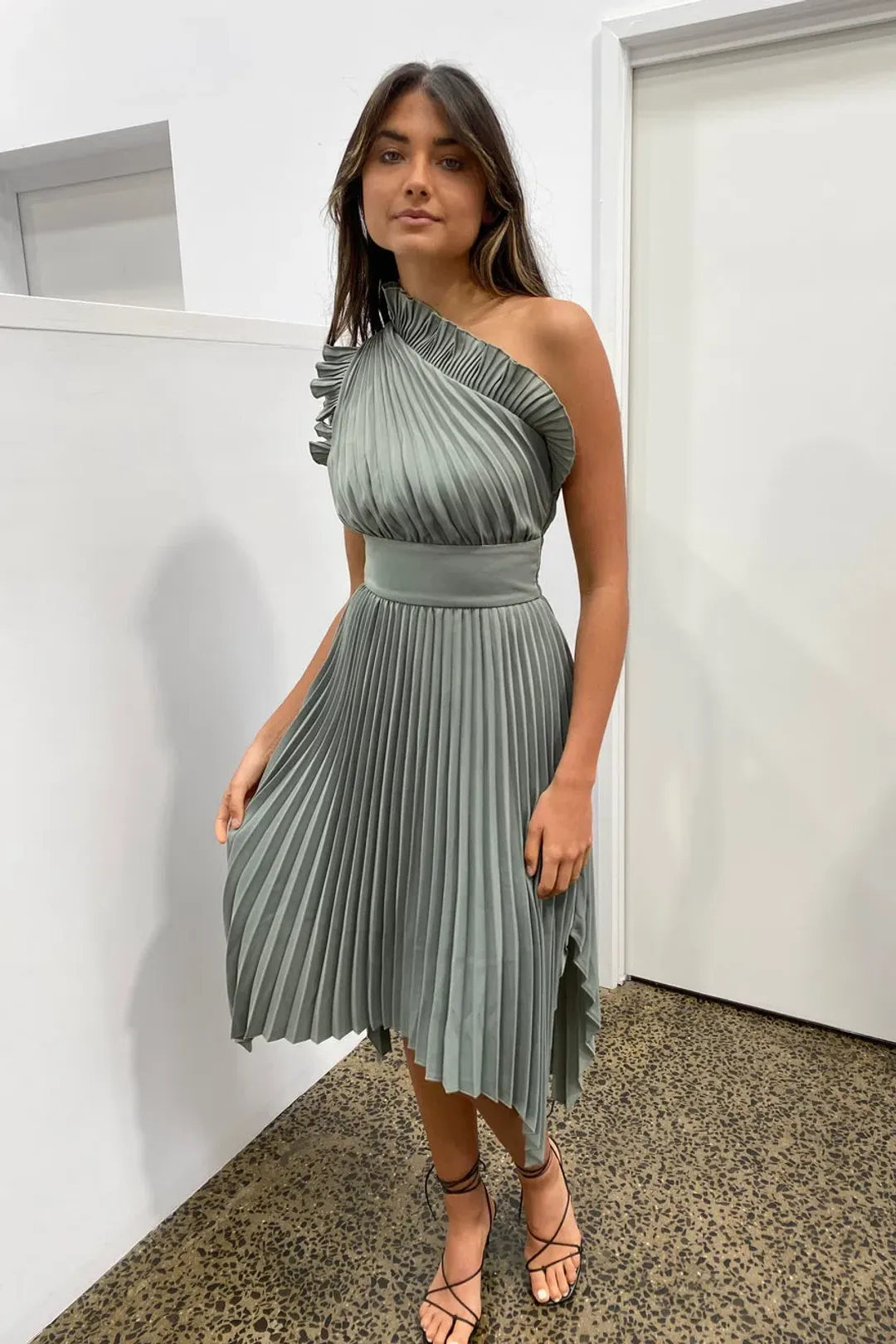 Mossman The Lady Like Midi Dress in Sage Size 12 for rent on The Volte - main image