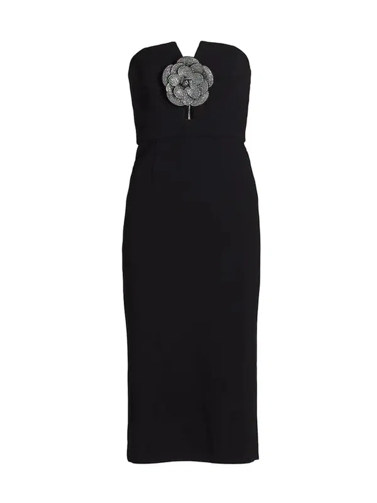 Rebecca Vallance Yvonne Rhinestone Flower Midi-Dress Black Size 6 - Image 4