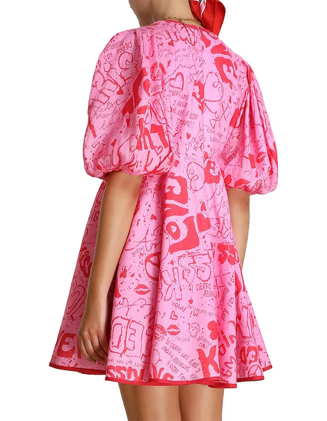 Zimmermann Linen Day Mini Dress Pink Graffiti Size 3/Au 14 for rent on The Volte - main image