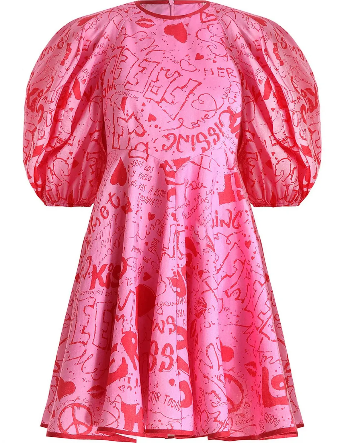 Zimmermann Linen Day Mini Dress Pink Graffiti Size 3/Au 14 - Image 6