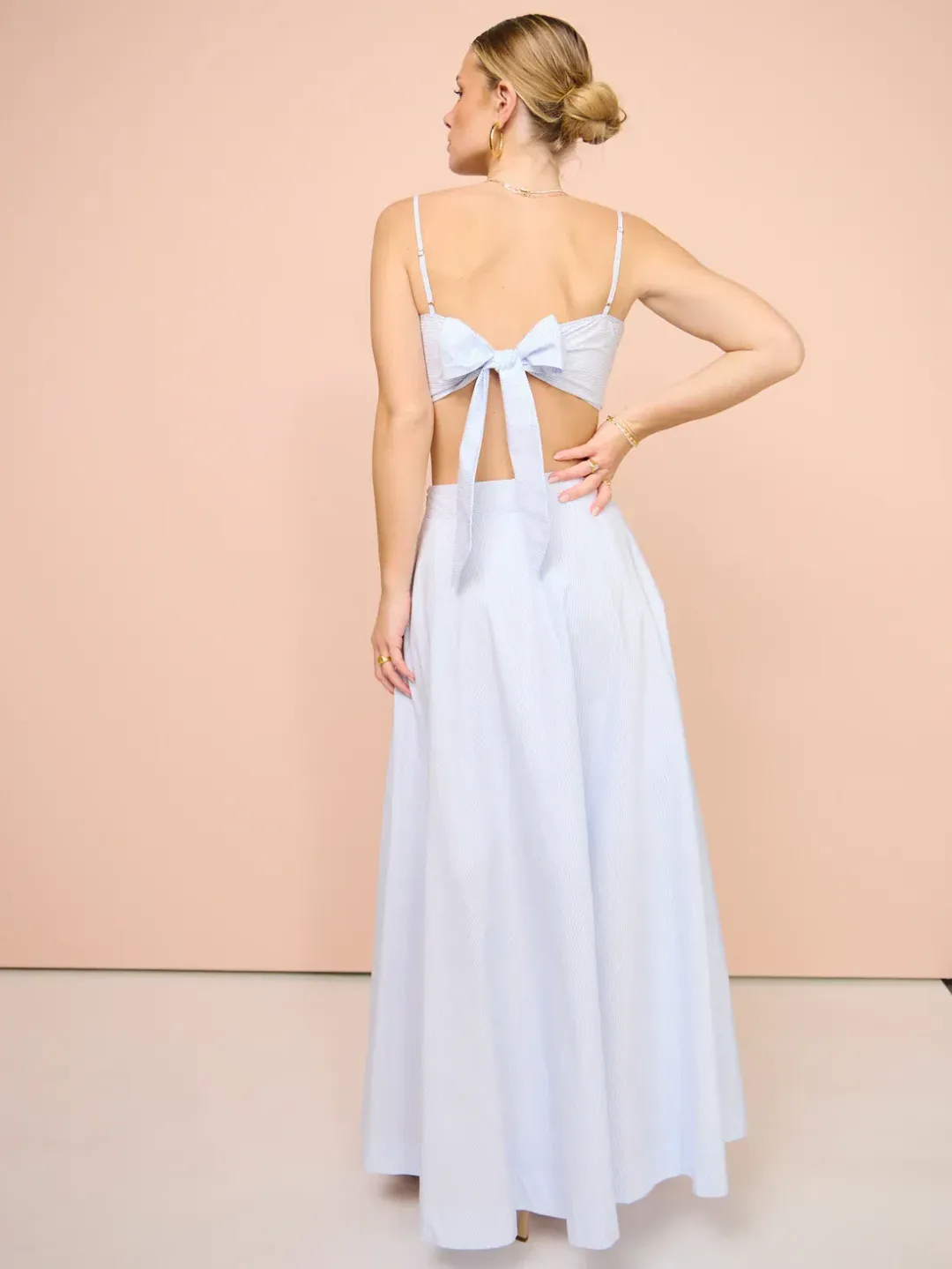 Aston Studio Flower Top & Maxi Skirt Set Blue Size 8 for rent on The Volte - main image