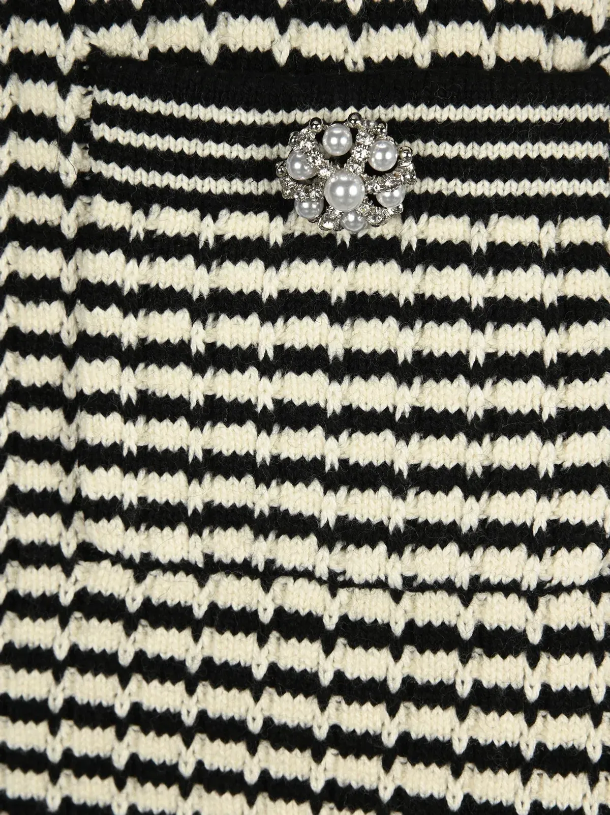 Self Portrait Stripe-detail Knitted Dress Black/White Size S/Au 8 - Image 6