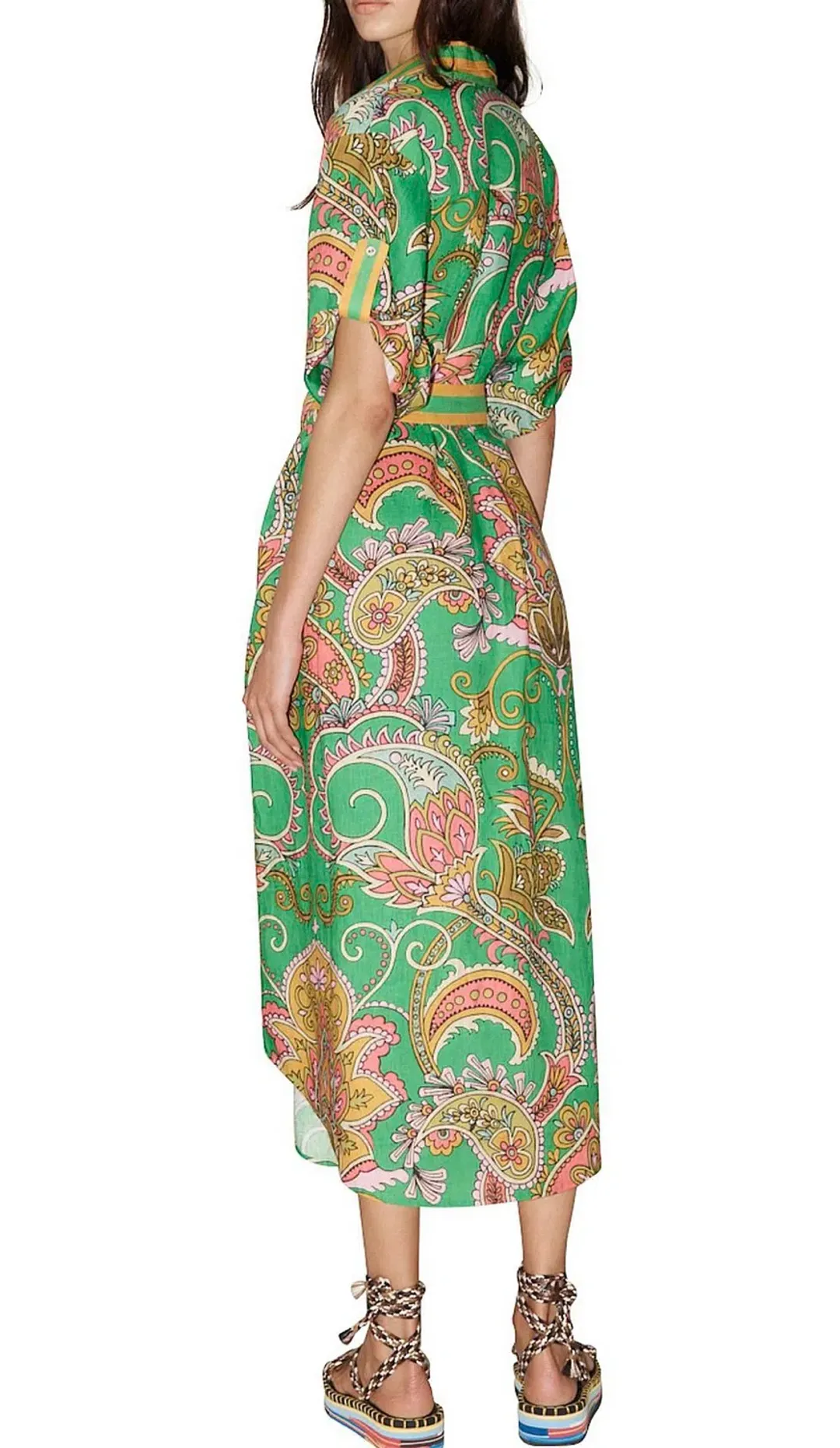 Alemais Marion Shirtdress Green Print Size 14 for rent on The Volte - main image