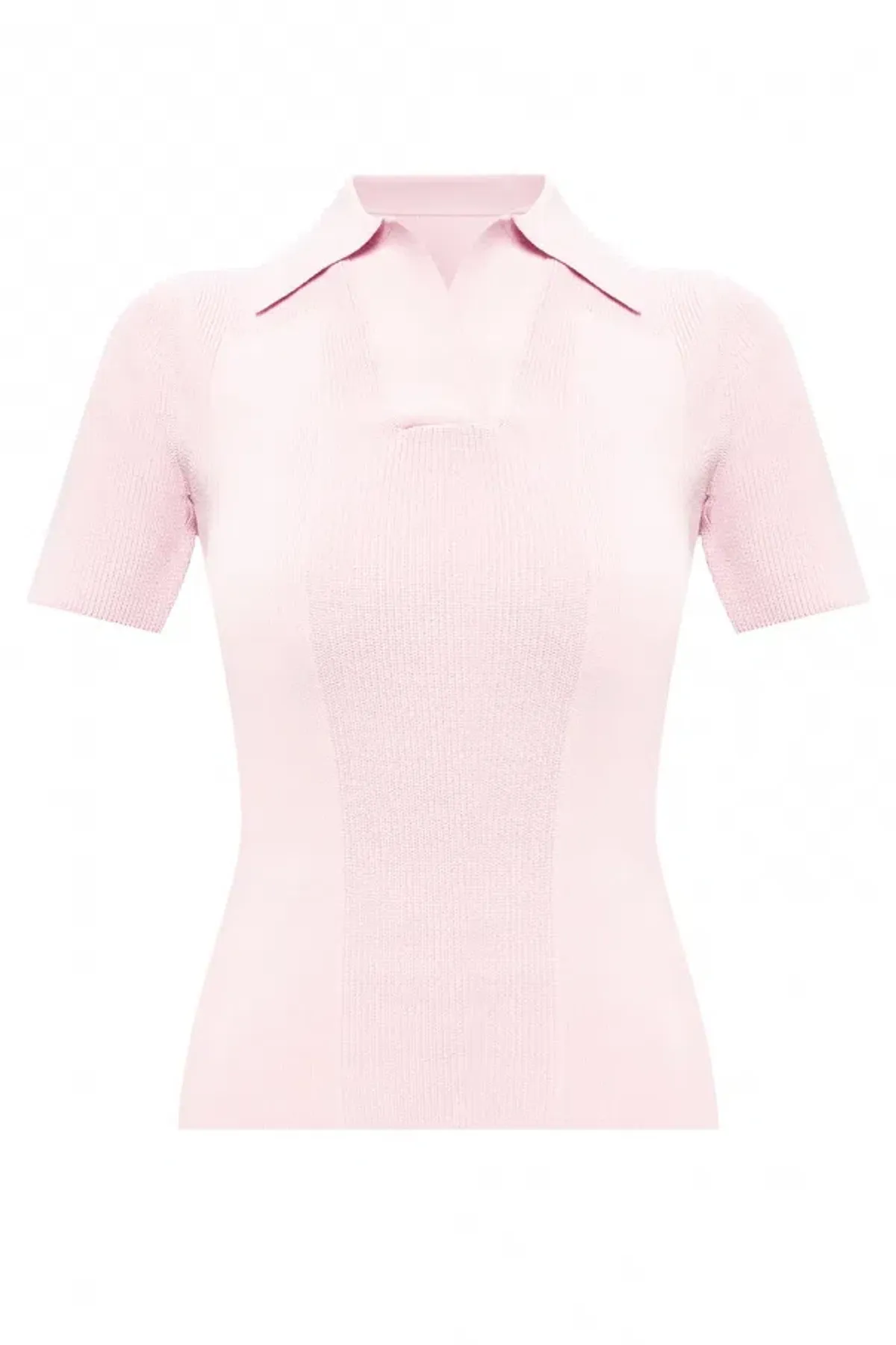 Jacquemus Ribbed Polo Top With Open Back Pink Size 32 / AU 4 - Image 4