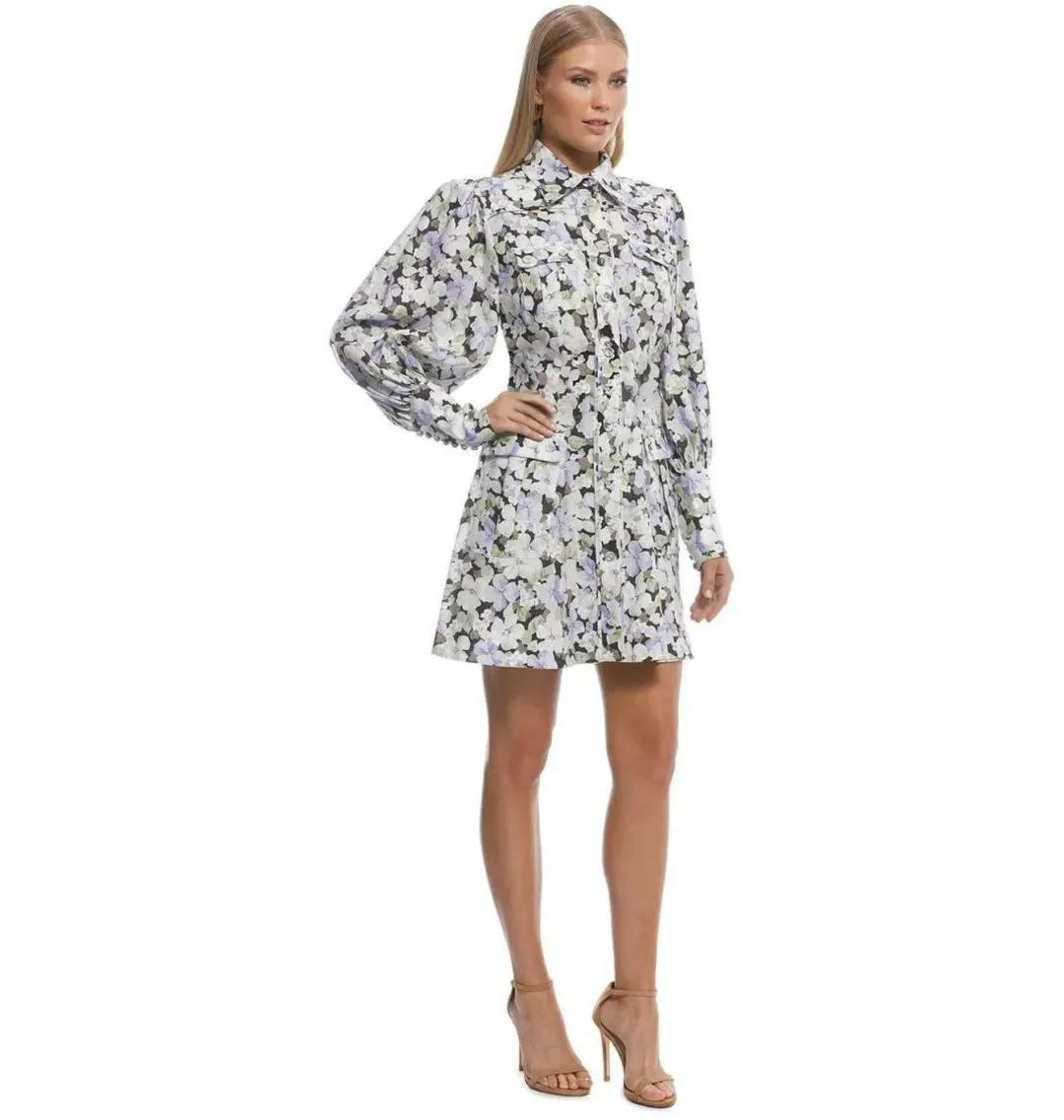 Zimmermann Ninety Six Short Shirt Dress Dark Pansy Size 2 / Au 12  for rent on The Volte - main image