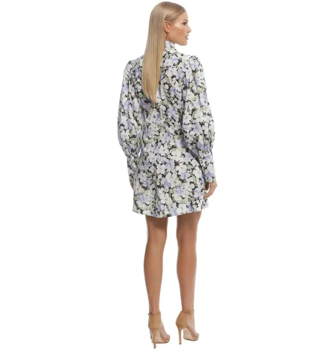 Zimmermann Ninety Six Short Shirt Dress Dark Pansy Size 2 / Au 12  for rent on The Volte - main image