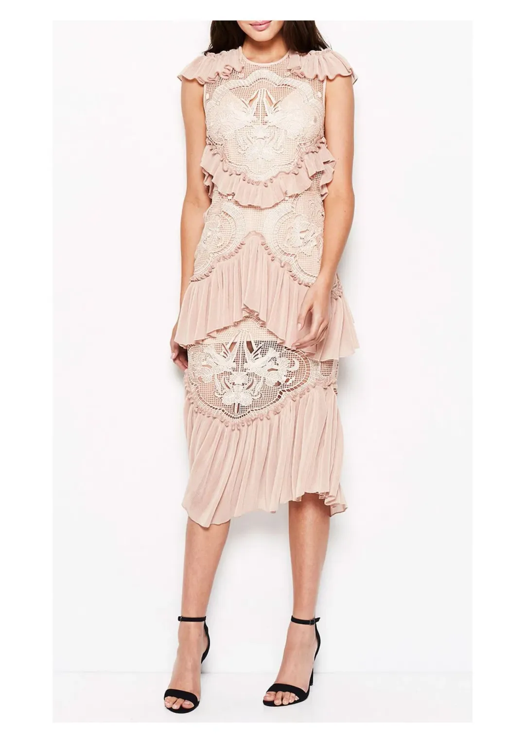 Alice McCall Sweet Emotions Midi Dress in Blush Size 8 for rent on The Volte - main image