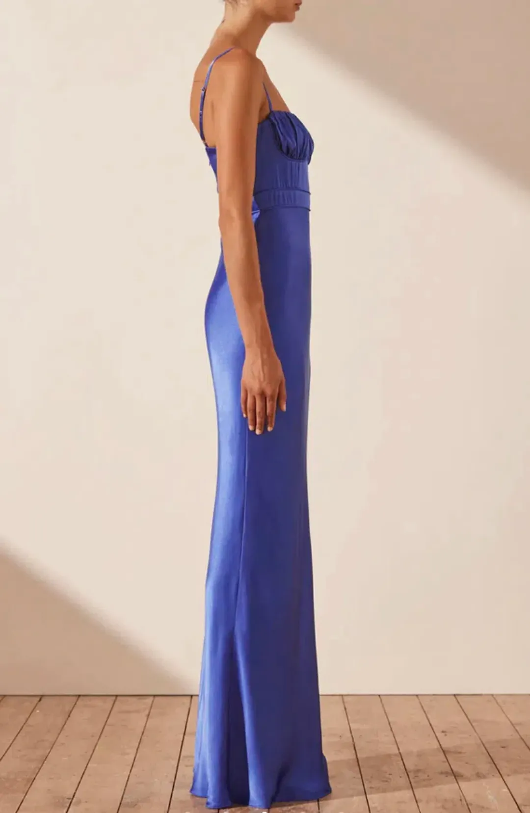 Shona Joy Oliviera Ruched Maxi Dress Strong Blue Size 10 for rent on The Volte - main image