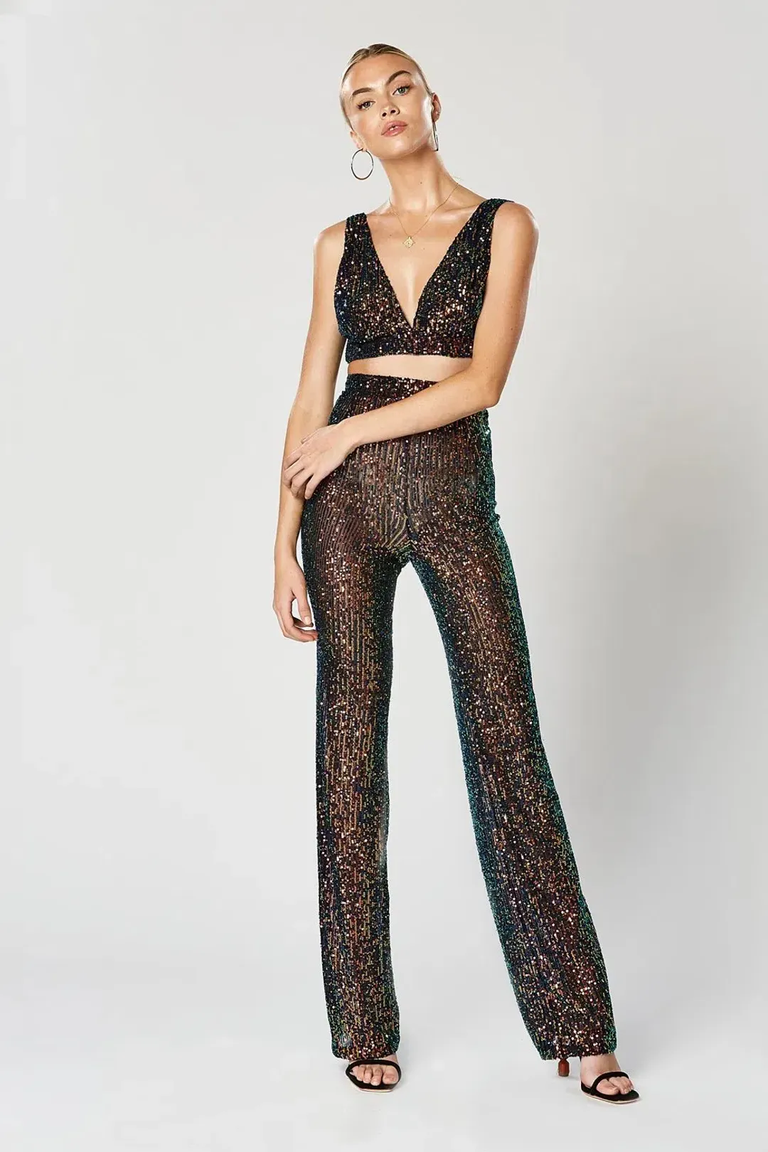 Winona Commix Top and Pants Sequin Set Green Sequin Size 10 for rent on The Volte - main image