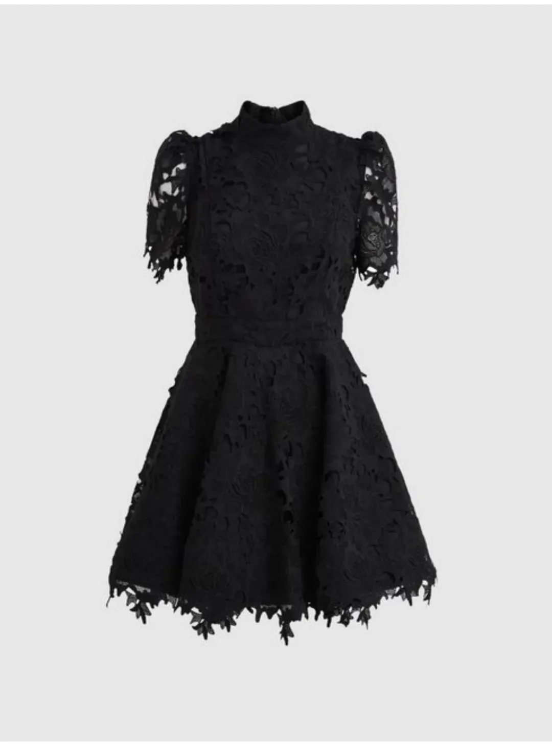 Leo Lin Elise Lace Short Sleeve Mini Dress Ebony Black Size AU 12 for rent on The Volte - main image