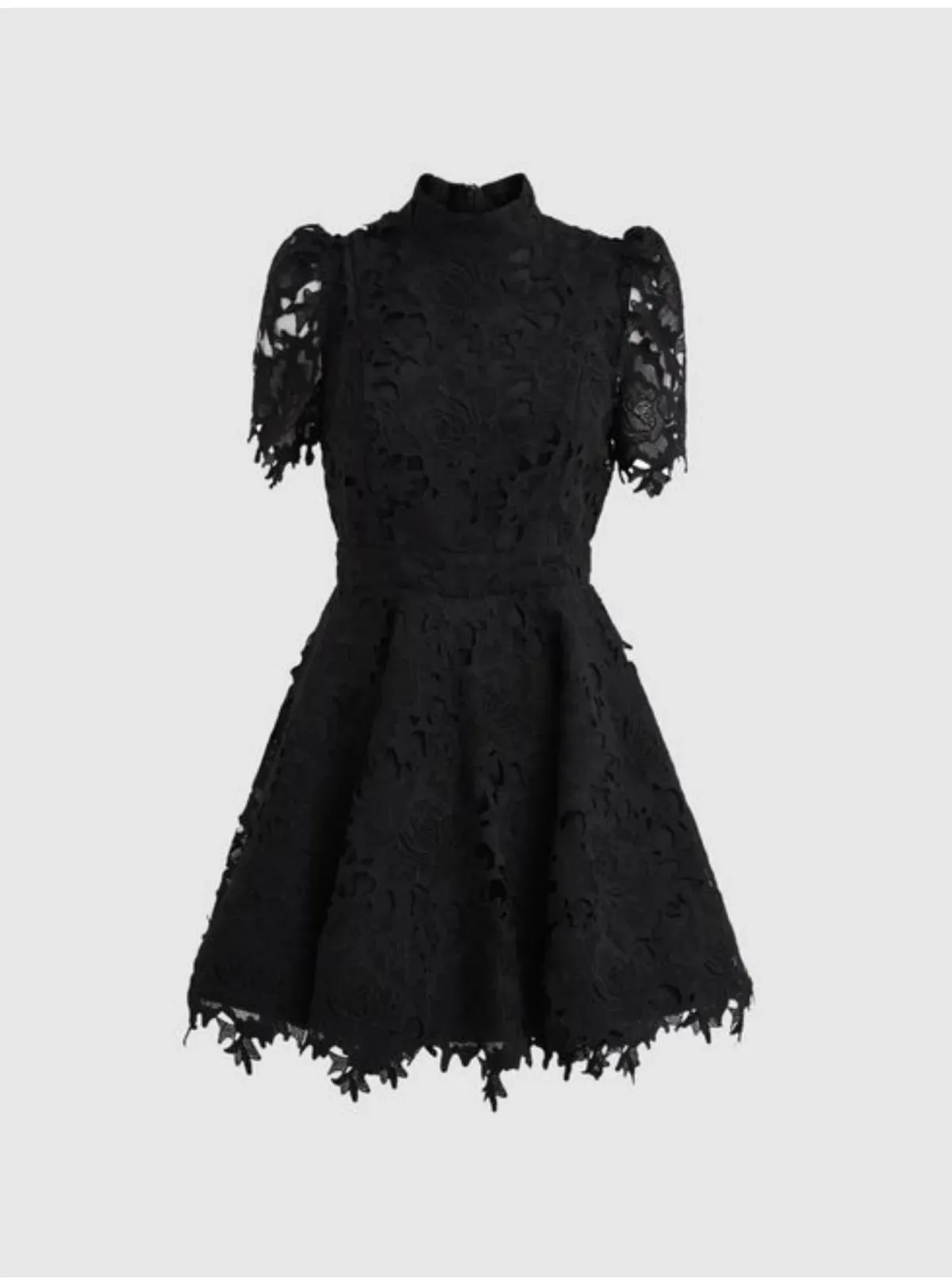 Leo Lin Elise Lace Short Sleeve Mini Dress Ebony Black Size AU 12 - Image 4
