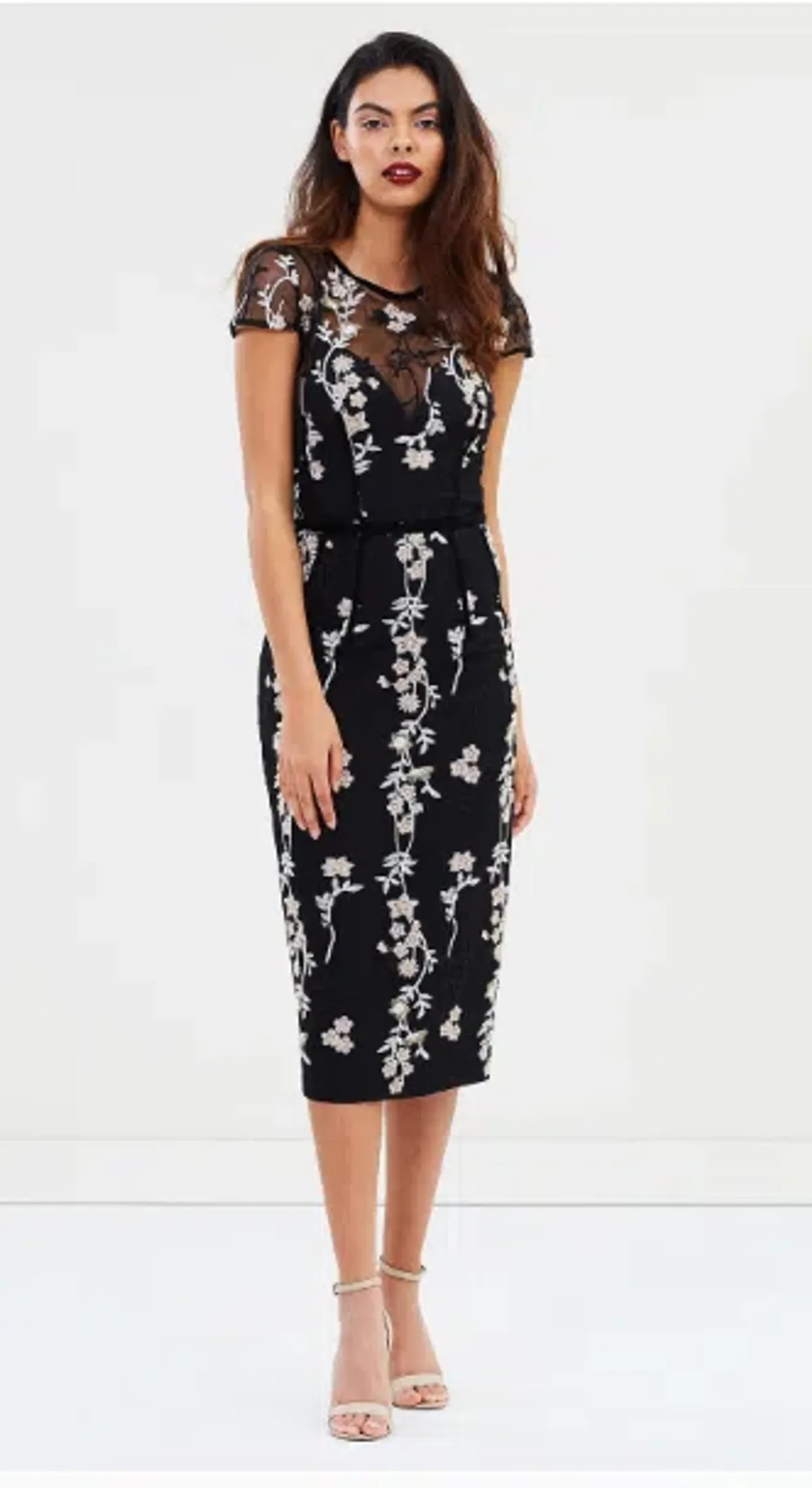 Bronx & Banco Flower Embroidery Midi Dress Size XL/Au 14 - Image 3