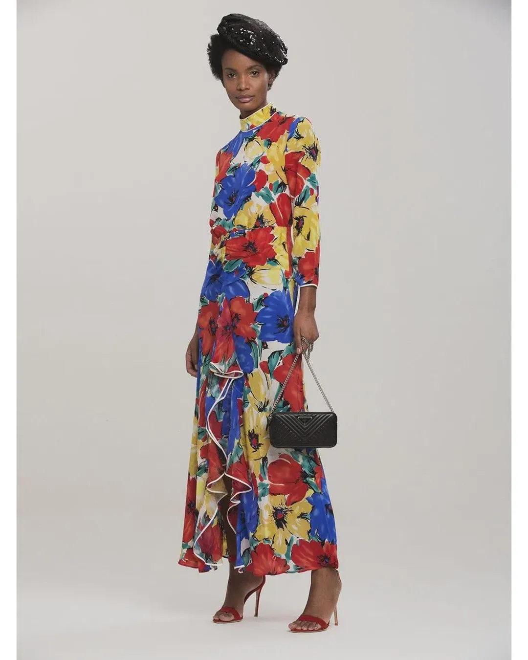 RIXO London Lucy Diana' Floral High-Neck Backless Dress Size M/Au 12 for rent on The Volte - main image