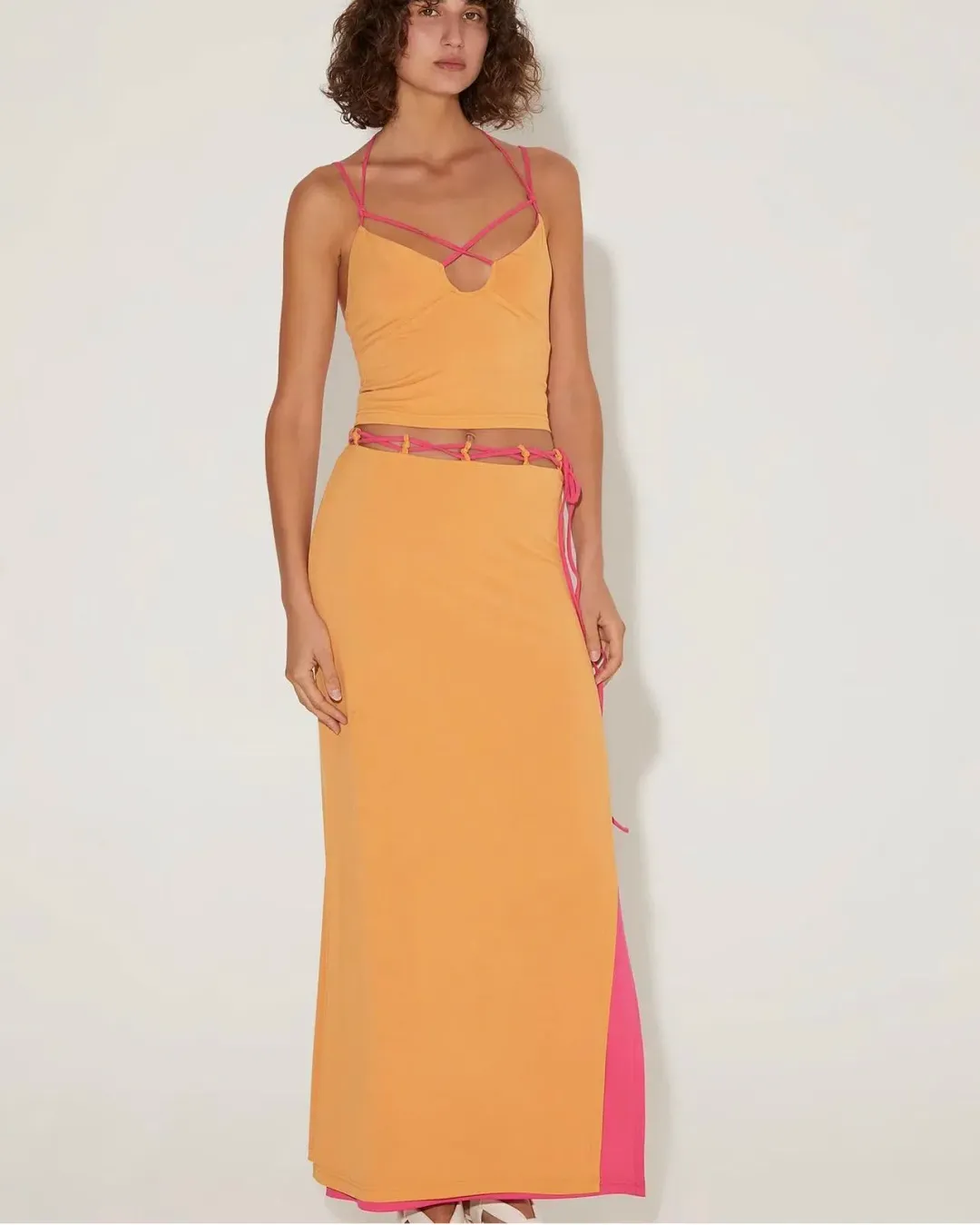 Hansen & Gretel Rosco Top Size 4 and Shania Skirt in Mango Size 6 for rent on The Volte - main image