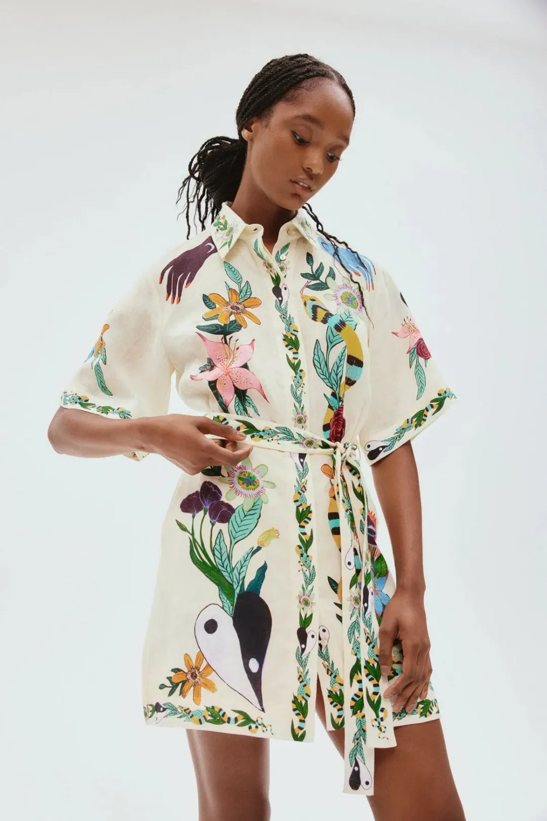 Alemais Meagan Mini Dress Cream/Print Size 8 for rent on The Volte - main image