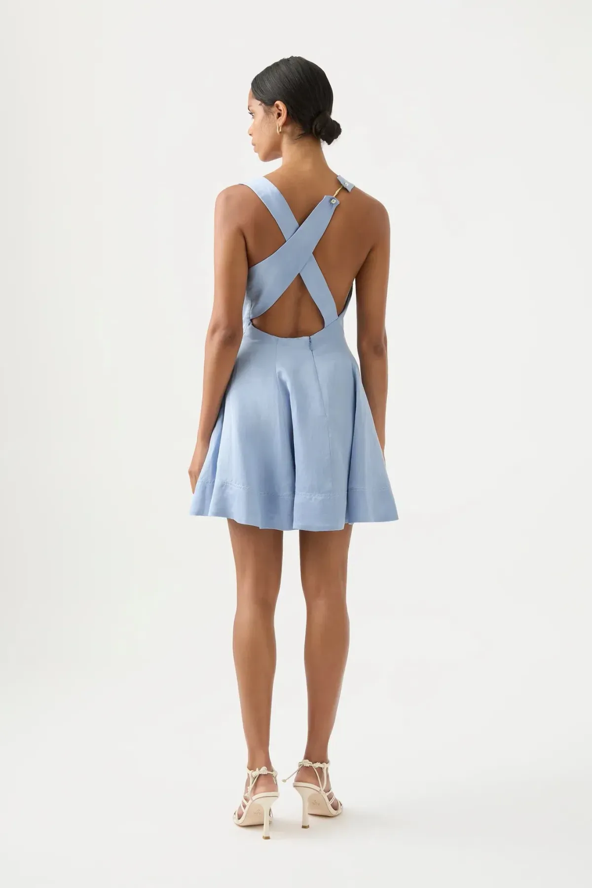 AJE Liberty Asymmetric Mini Dress Steel Blue Size 10 - Image 2