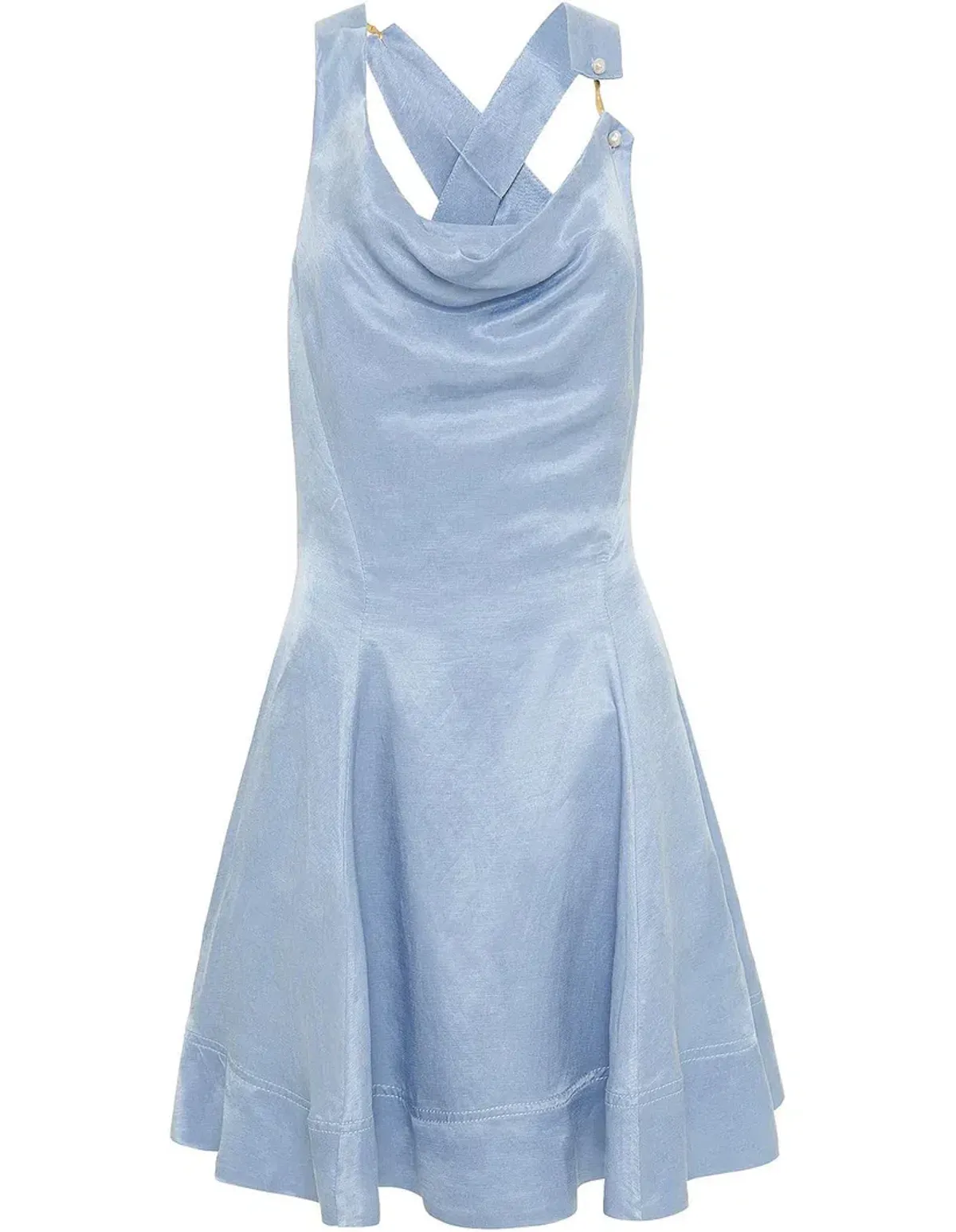 AJE Liberty Asymmetric Mini Dress Steel Blue Size 10 - Image 3