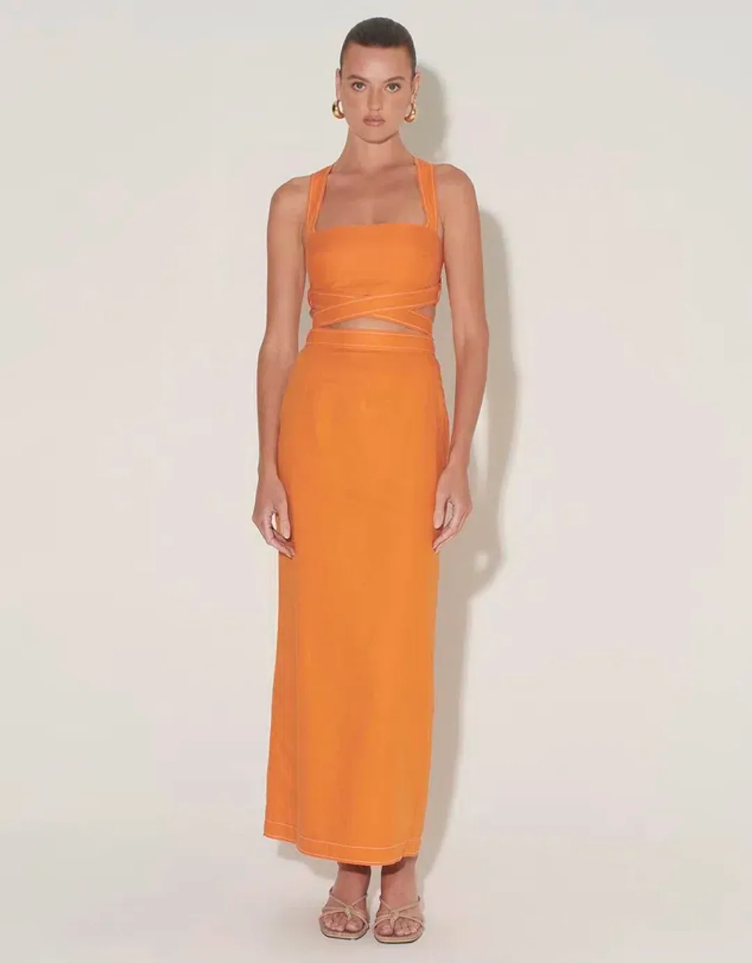 Hansen and Gretel Pepe Top and Marielle Skirt Set Orange Size 8 for rent on The Volte - main image