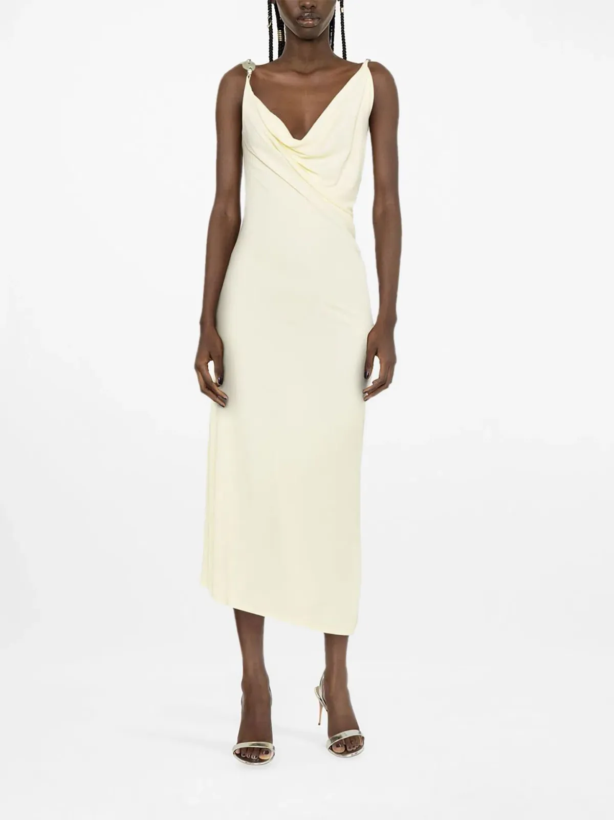 Christopher Esber Chain Link Cowl Neck Dress Yellow Size 10 - Image 1