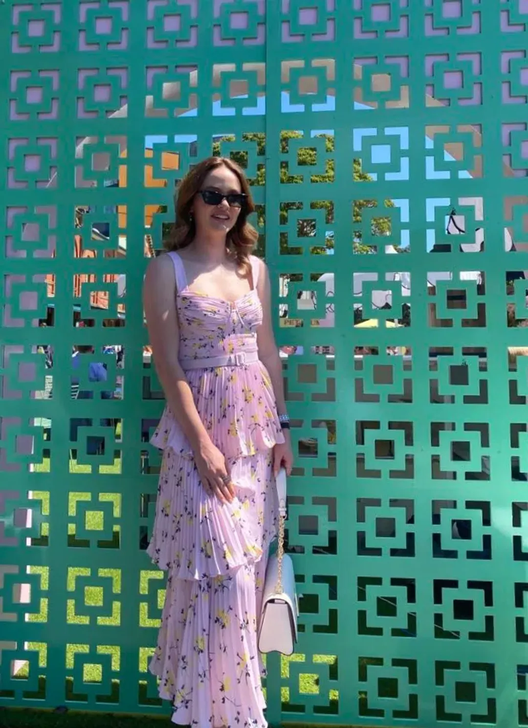 Self Portrait Satin Midi Dress Pink Floral Size 8 for rent on The Volte - main image