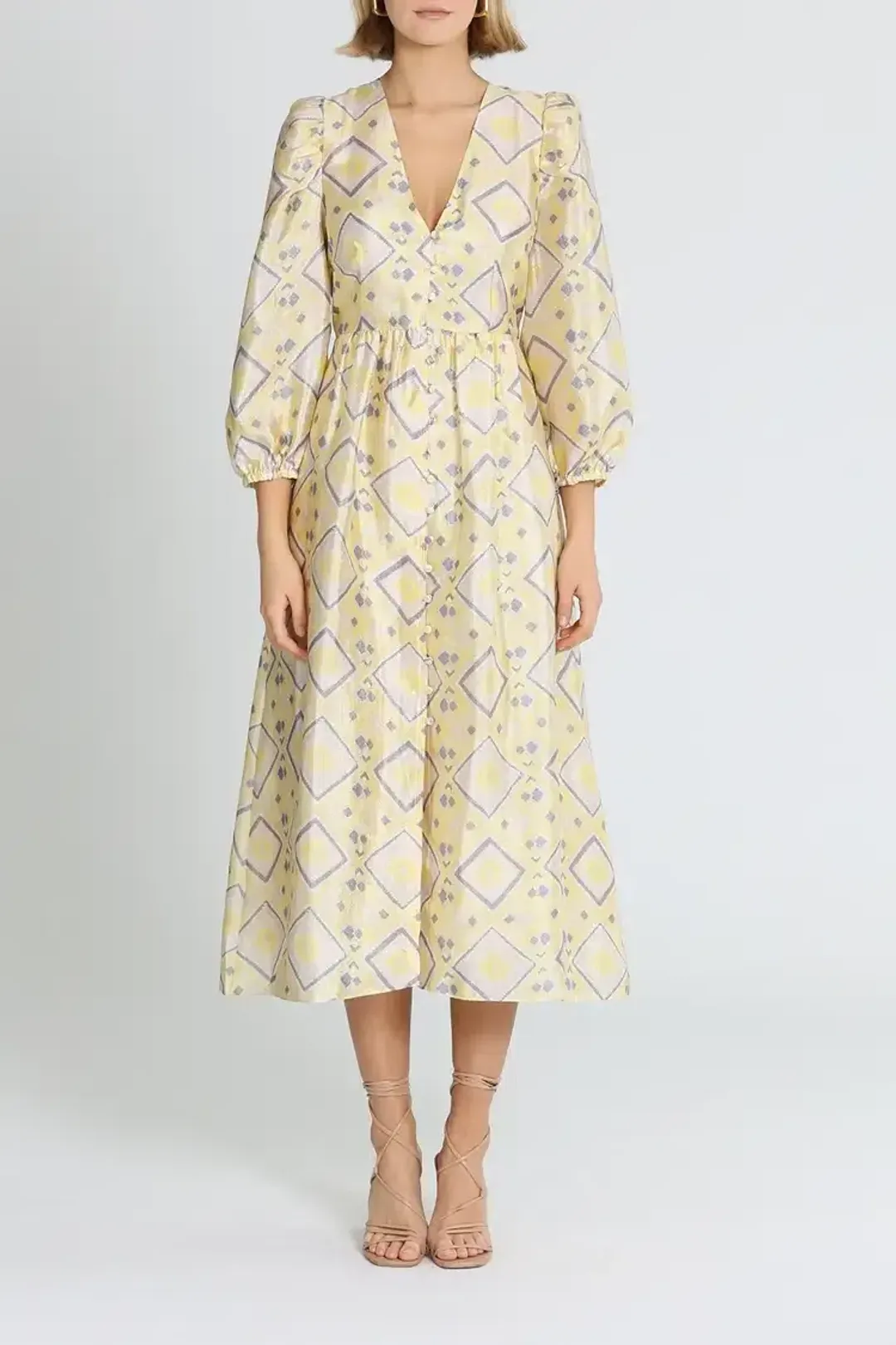 Baum Und Pferdgarten Asana Midi Dress in Yellow Size 10 for rent on The Volte - main image