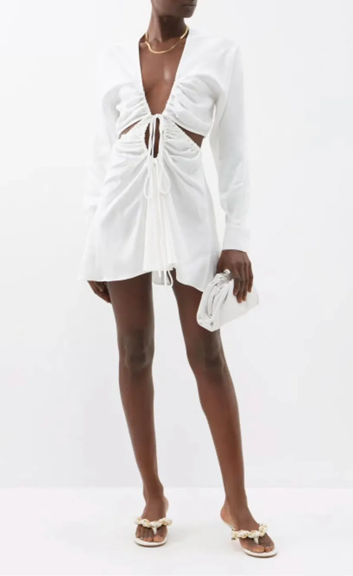 Christopher Esber V-neck Cut Out Mini Dress White Size 10 - Image 2