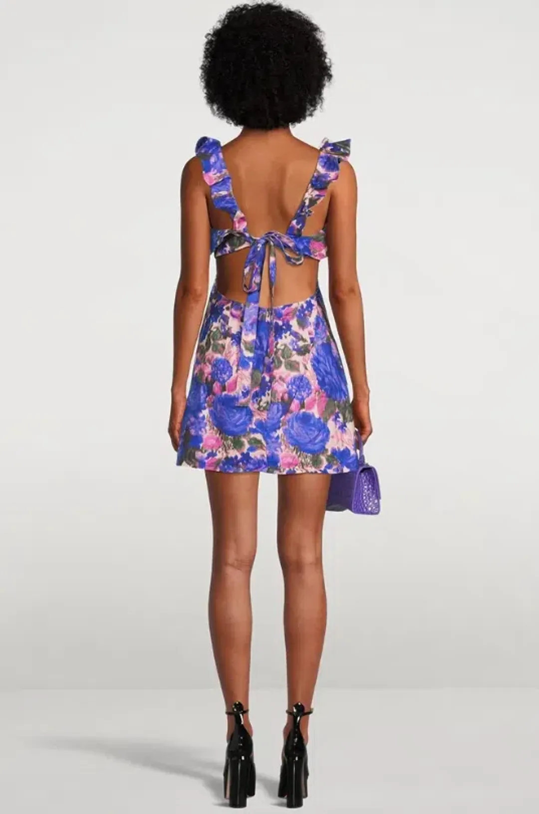 Zimmerman High Tide Mini Dress Purple Ikat Floral Size 0 / Au 8 for rent on The Volte - main image
