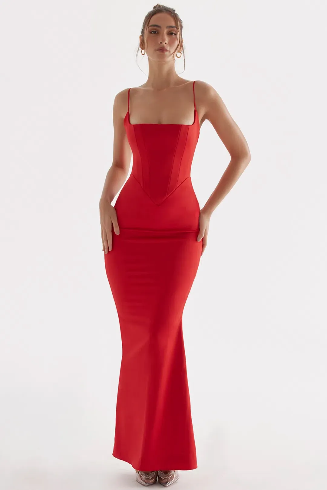 House Of CB Olivette Satin Corset Maxi Red Size M / Au 10 for rent on The Volte - main image