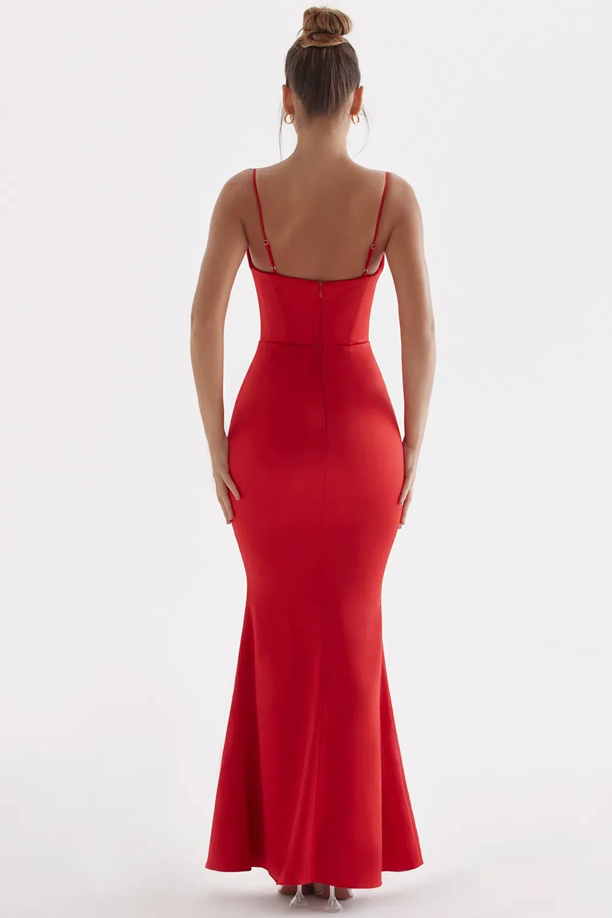 House Of CB Olivette Satin Corset Maxi Red Size M / Au 10 - Image 7