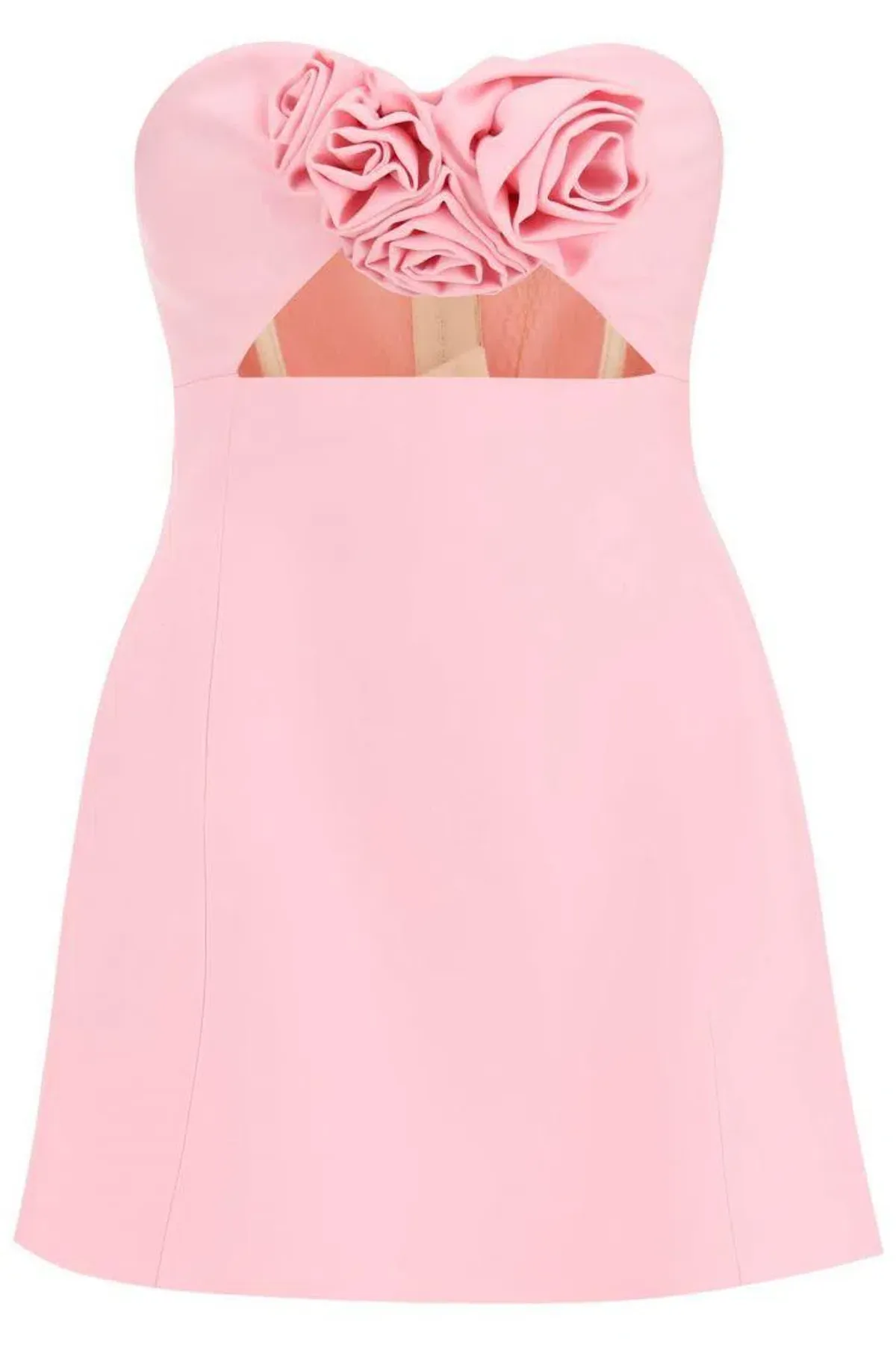 Magda Butrym Pink Mini Dress Rose Appliqué Cutout Wool Pink Size 10 - Image 4