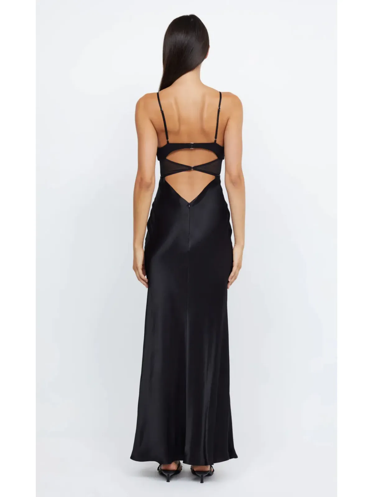 Bec & Bridge Ashton Cut Out Mesh Maxi Dress in Black Size AU 10 - Image 3