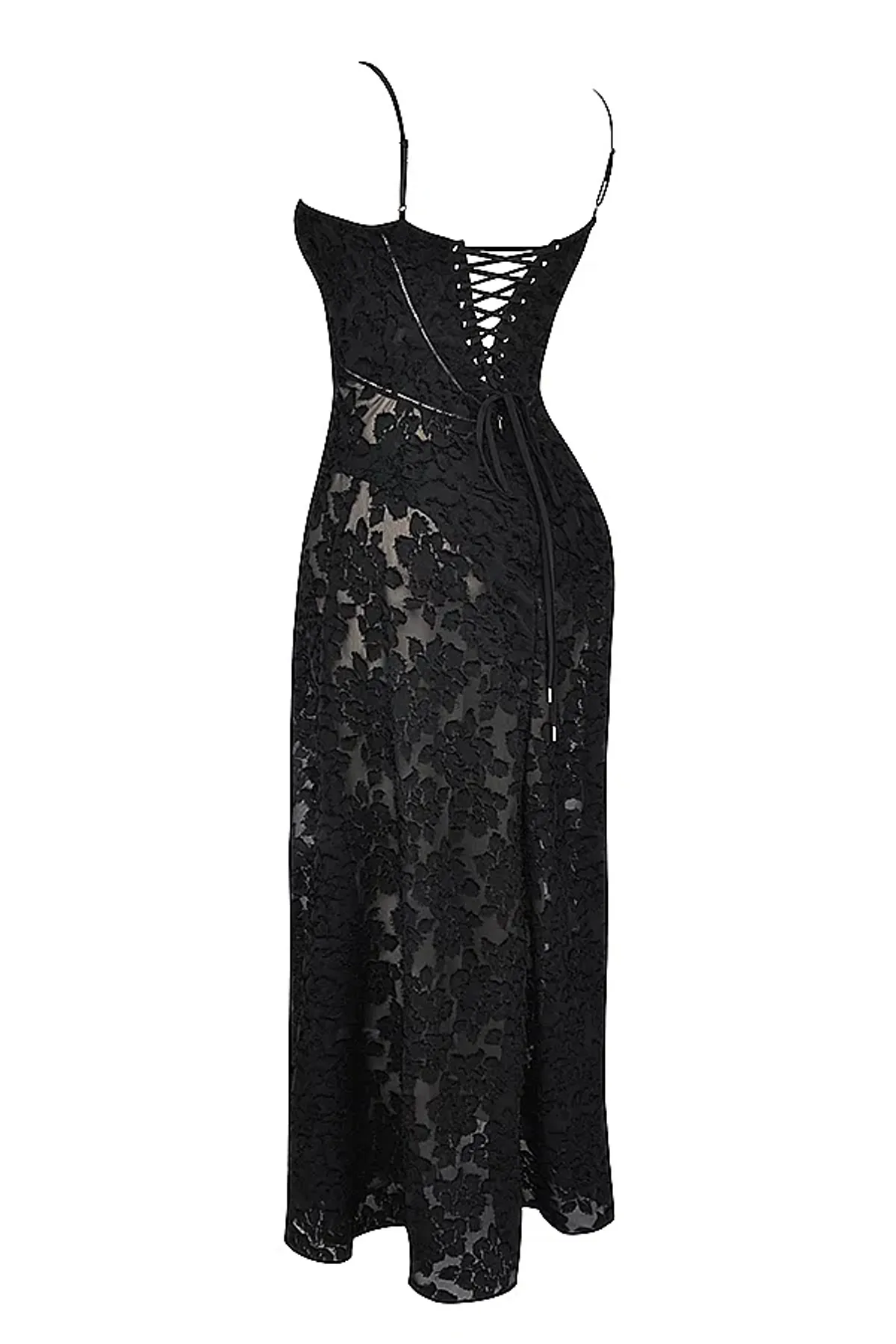 House Of CB Seren Floral Lace Back Maxi Dress Black Size 10/ Au 10 - Image 9