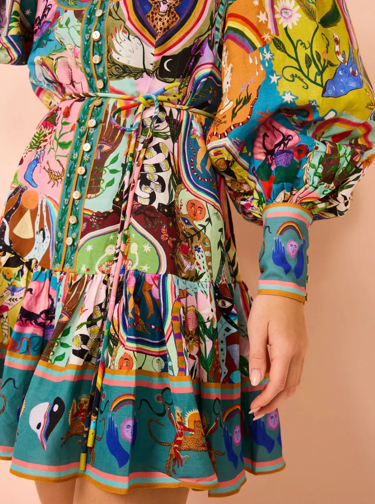 Alemais Evergreen Mini Dress Multi Size 12 - Image 7